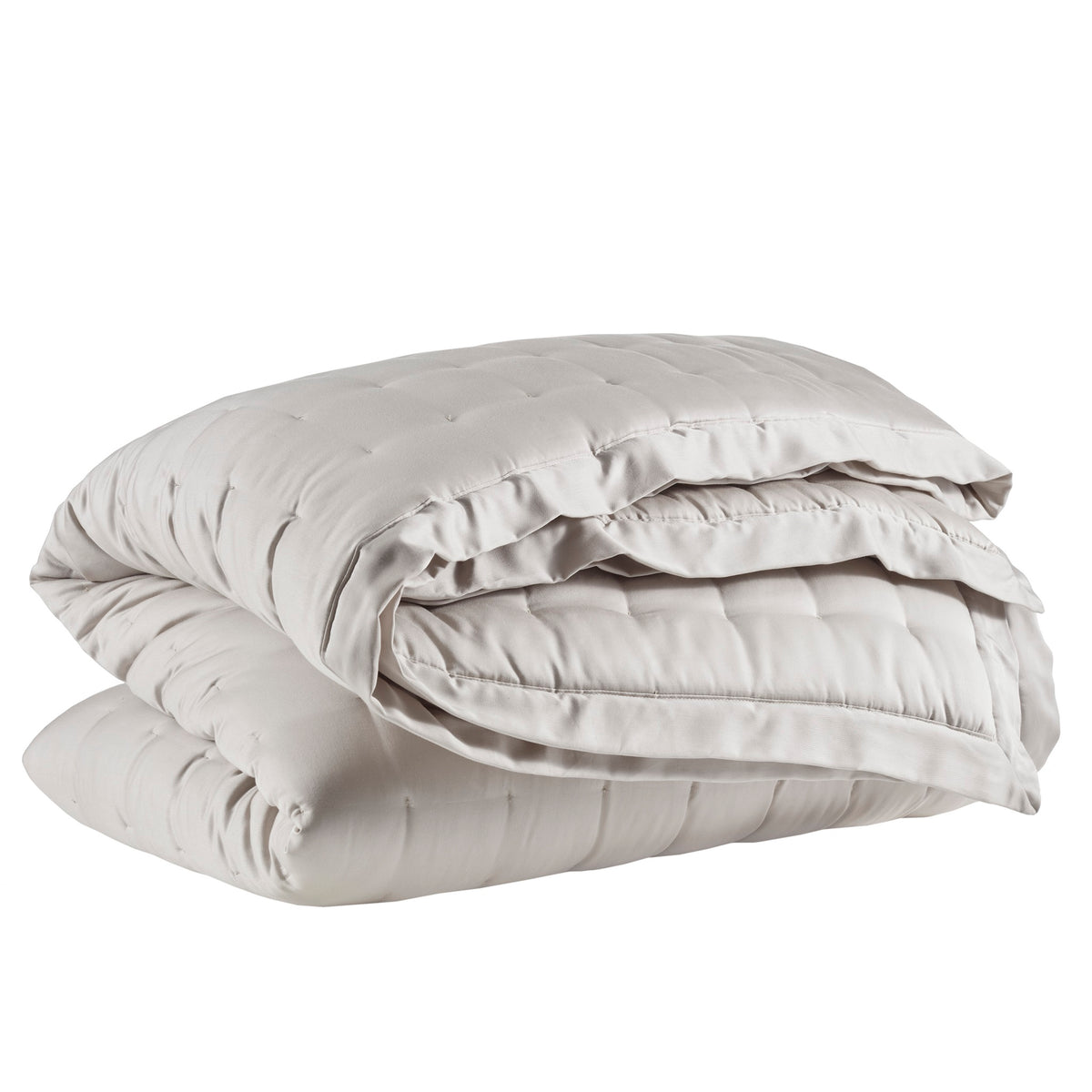 Folded Coverlet of Pine Cone Hill Silken Solid Puff in Color Grey