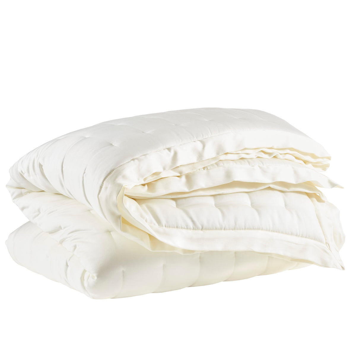 Folded Coverlet of Pine Cone Hill Silken Solid Puff in Color Ivory