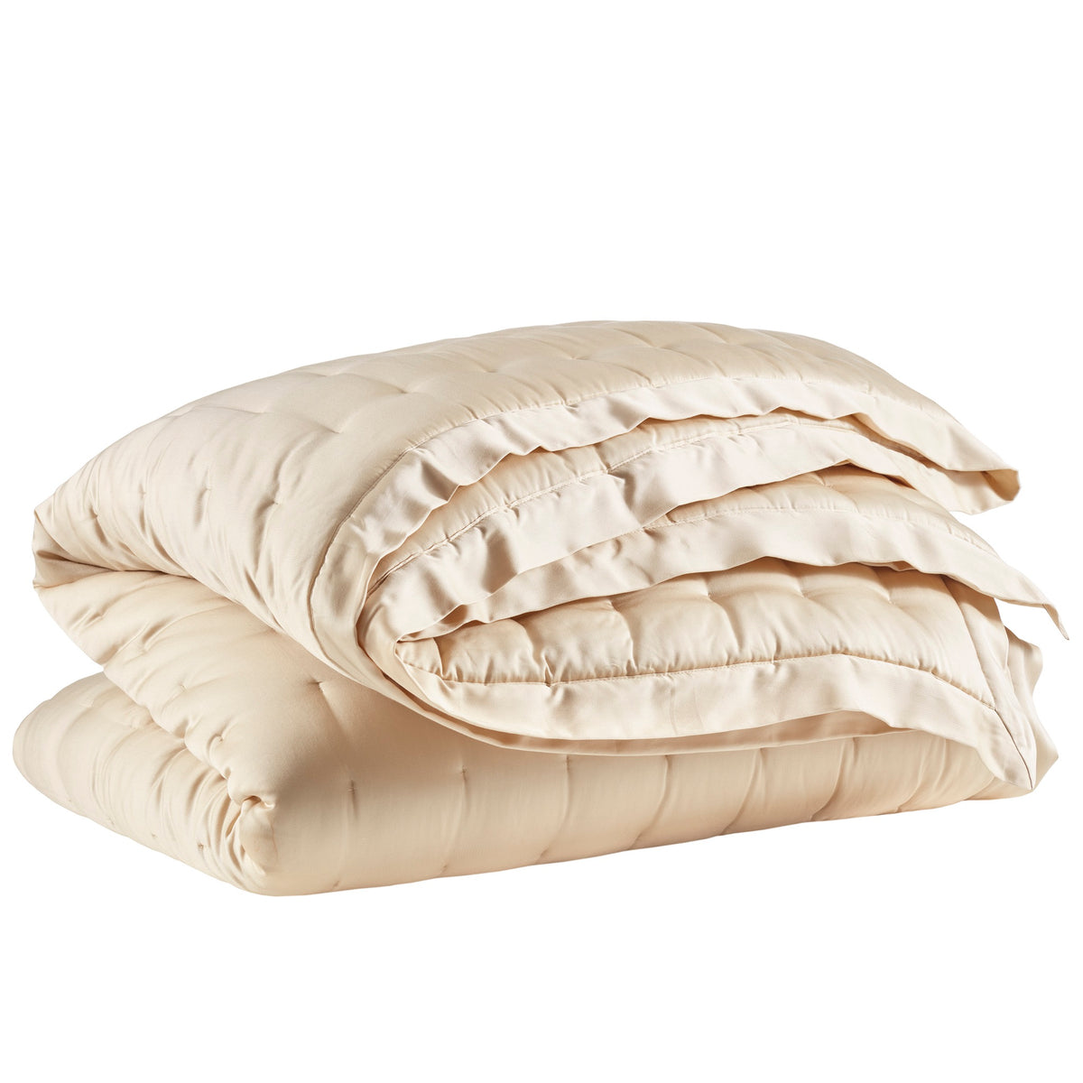 Folded Coverlet of Pine Cone Hill Silken Solid Puff in Color Sand