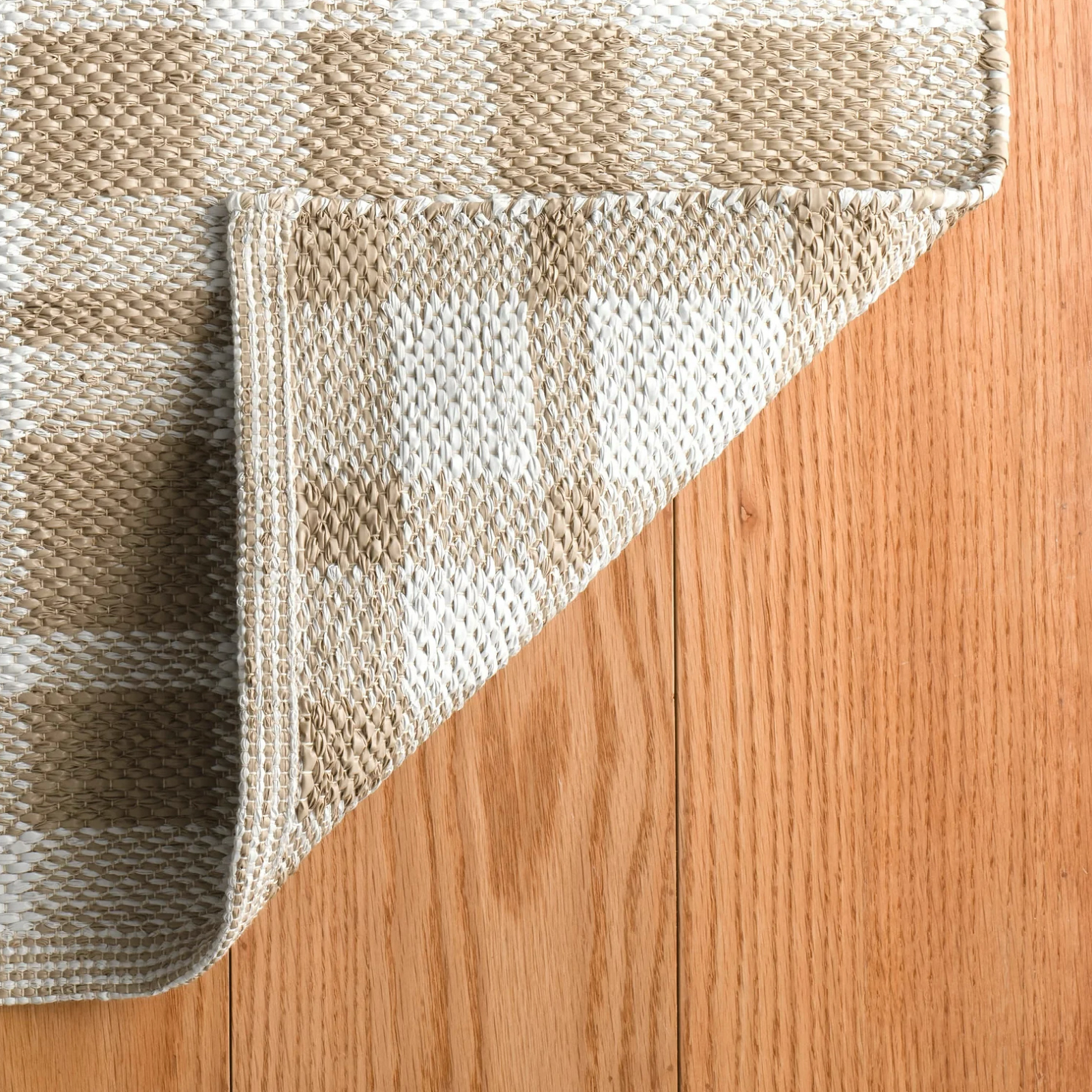 Pine Cone Hill Tattersall Handwoven Indoor and Outdoor Rug in Khaki