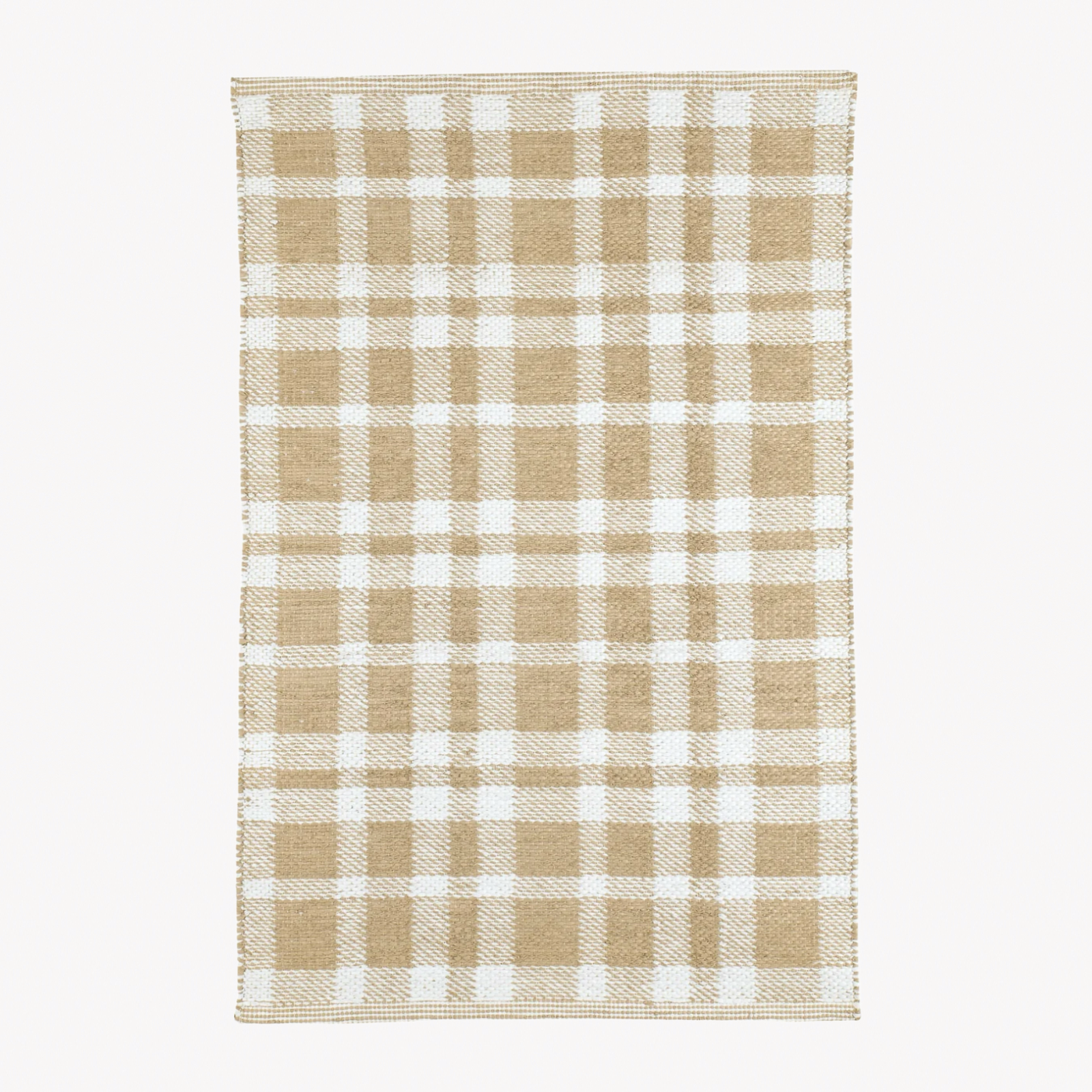 Pine Cone Hill Tattersall Handwoven Indoor and Outdoor Rug in Khaki