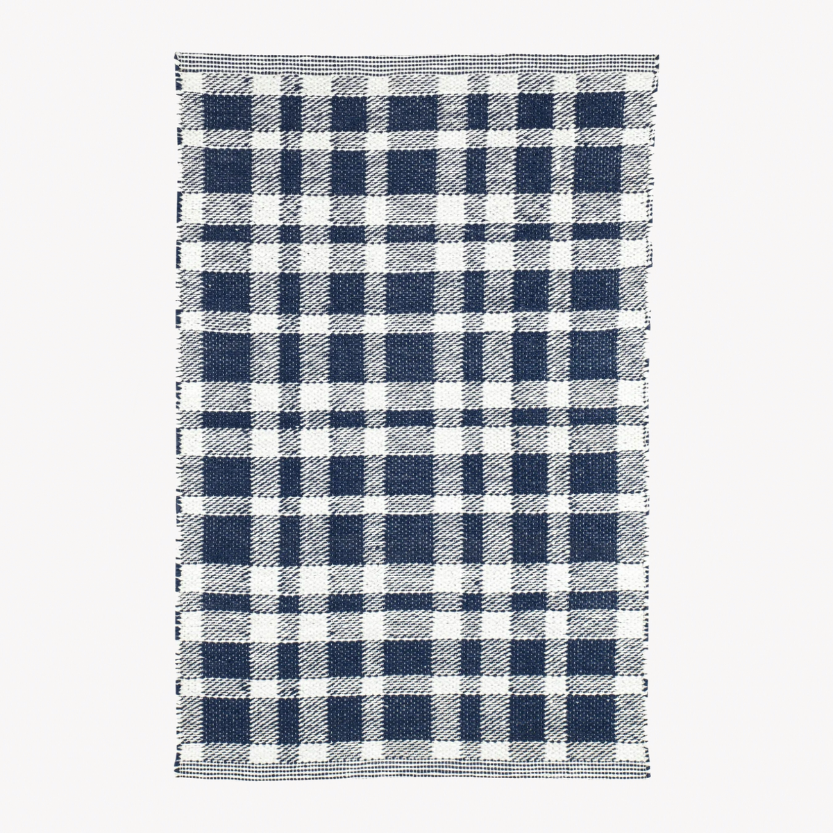 Pine Cone Hill Tattersall Handwoven Indoor and Outdoor Rug in Navy