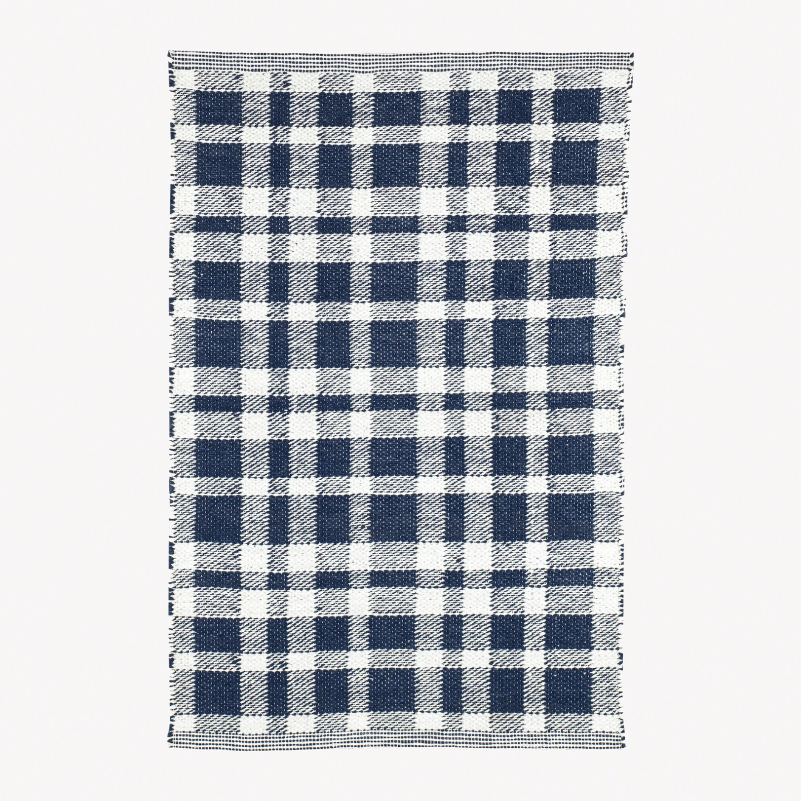 Pine Cone Hill Tattersall Handwoven Indoor and Outdoor Rug in Navy