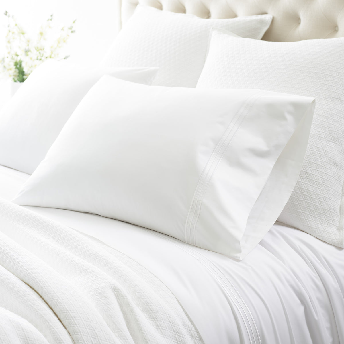 Pillowcase of Pine Cone Hill Trio in Bed in Color White