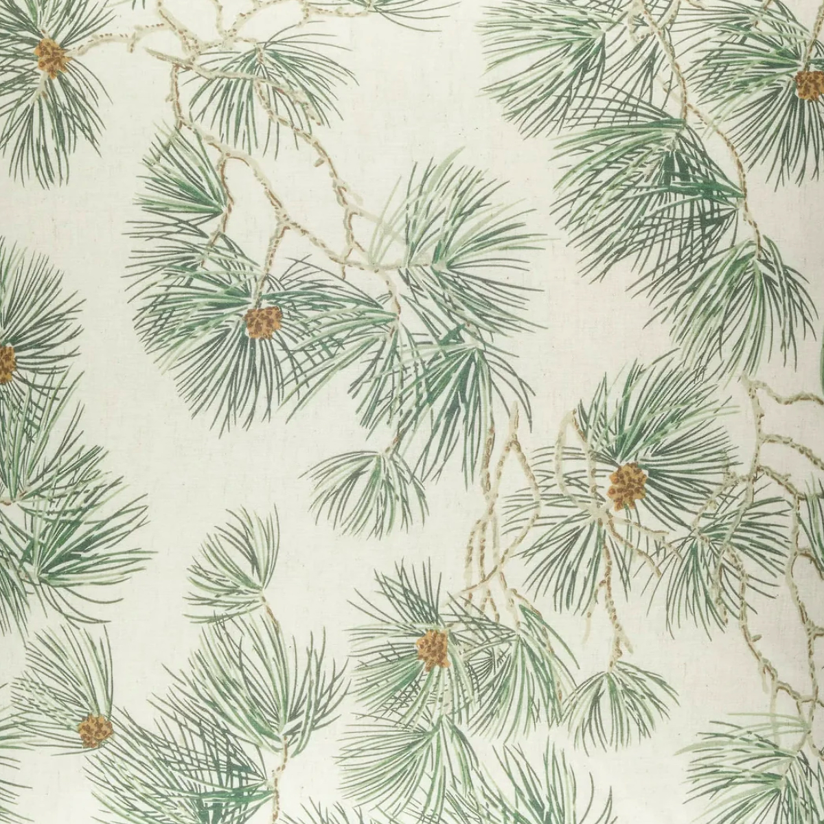 Fabric Closeup of Pine Cone Hill Vintage Pine Boughs Duvet Cover and Shams in Natural