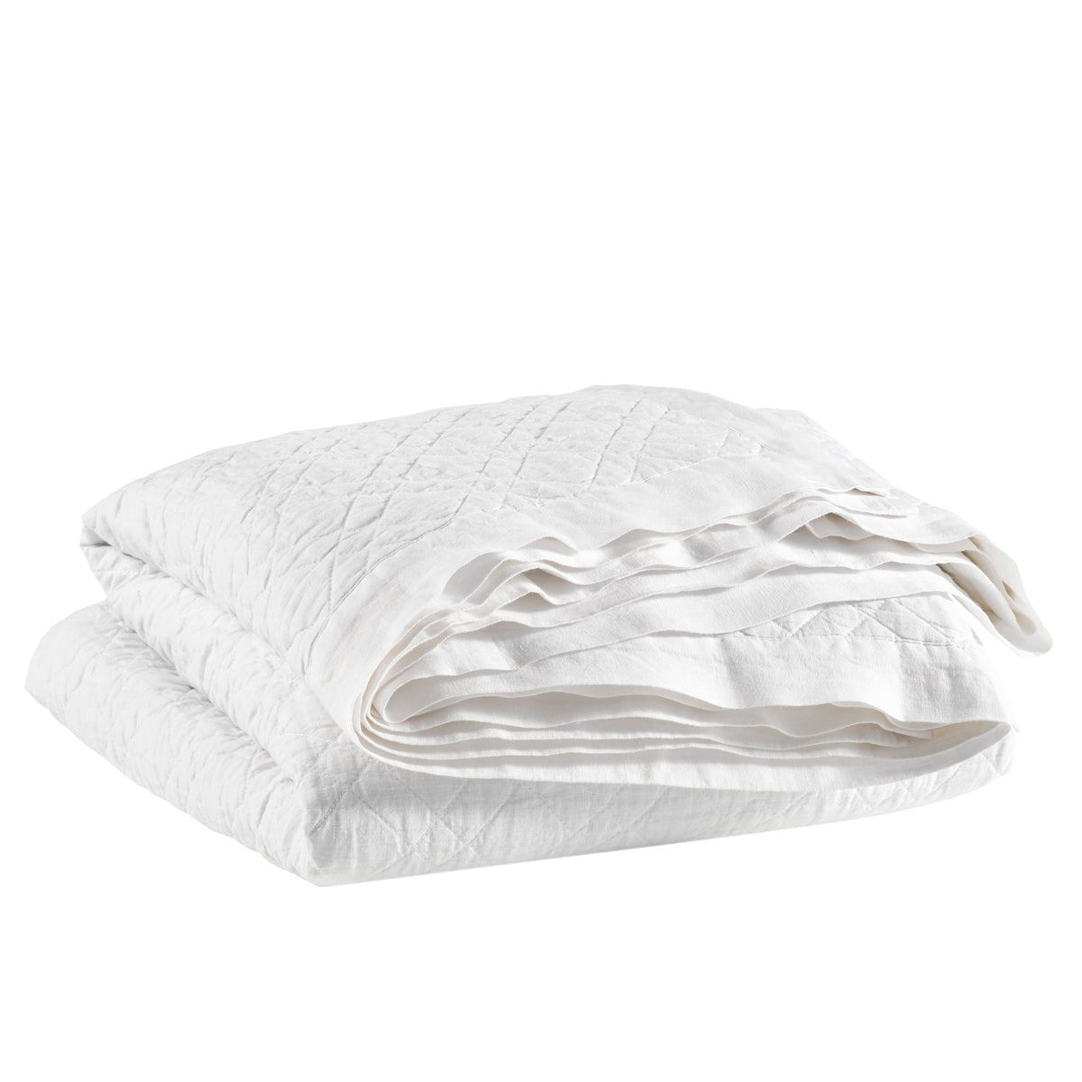 Folded Coverlet of Pine Cone Hill Washed Linen Quilted Bedding in Color White