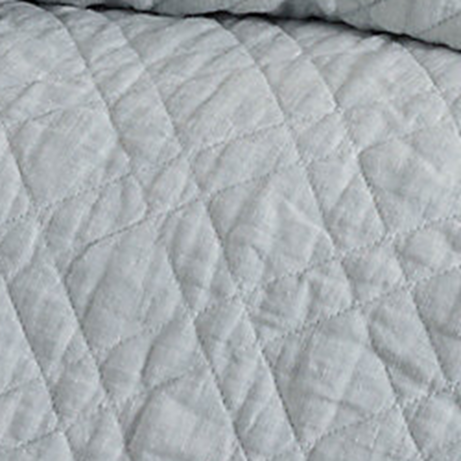 Corner Shot of Pine Cone Hill Washed Linen Quilted Bedding in Color Sky