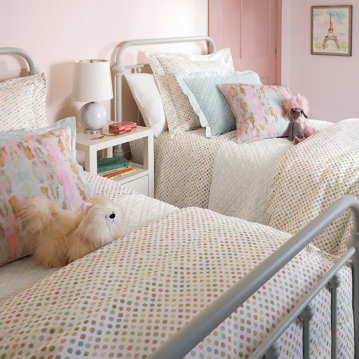 Lifestyle Shot of Pine Cone Hill Watercolor Dots Bedding