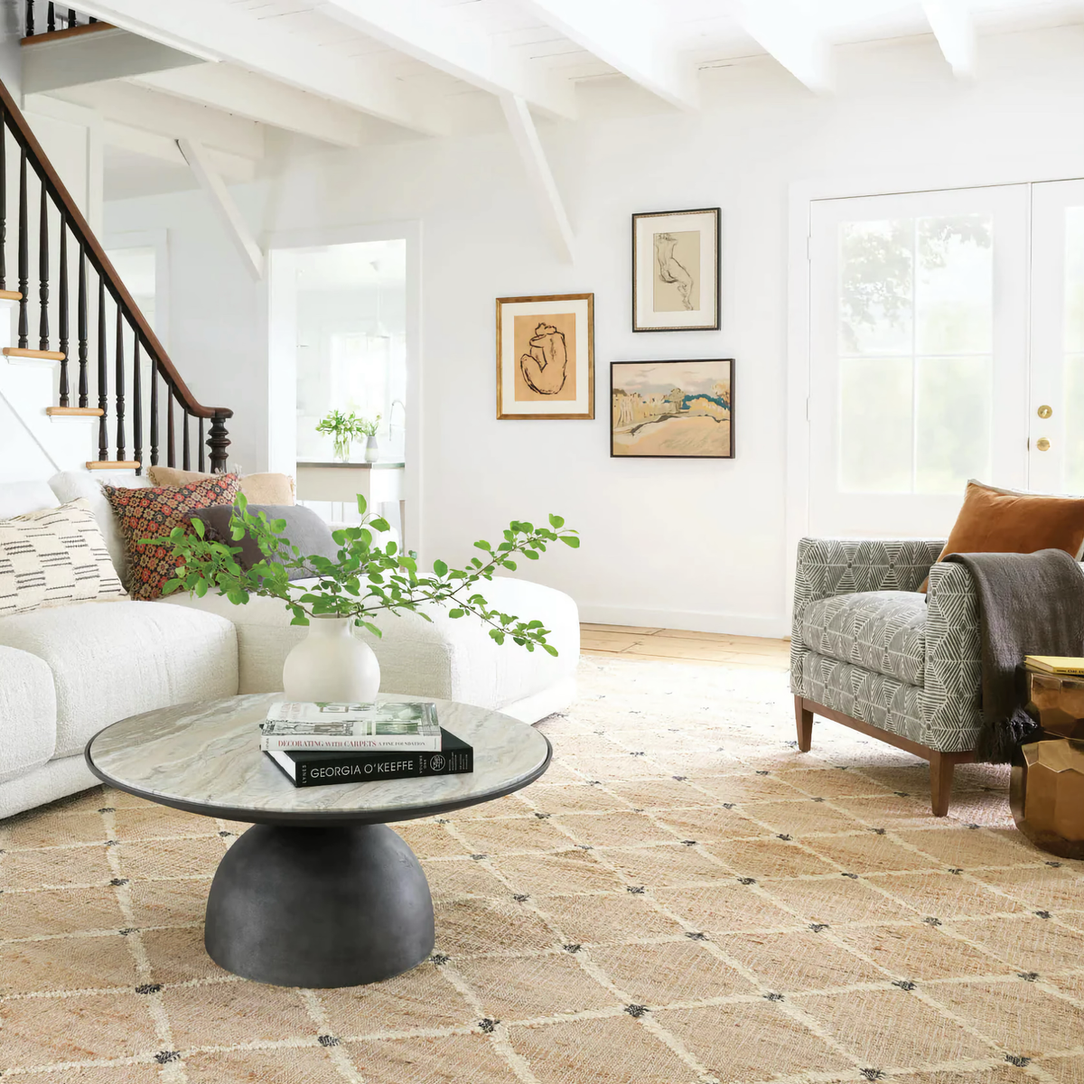 Sofa with Pine Cone Hill Marie Flanagan Gehry Velvet/Linen Decorative Pillows in Caramel