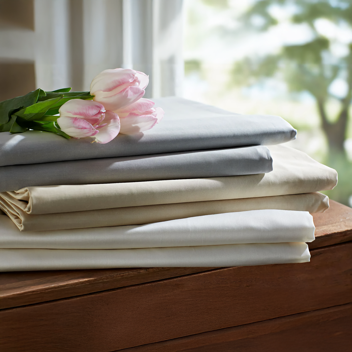 Stack of SDH Aria Sateen Beddings