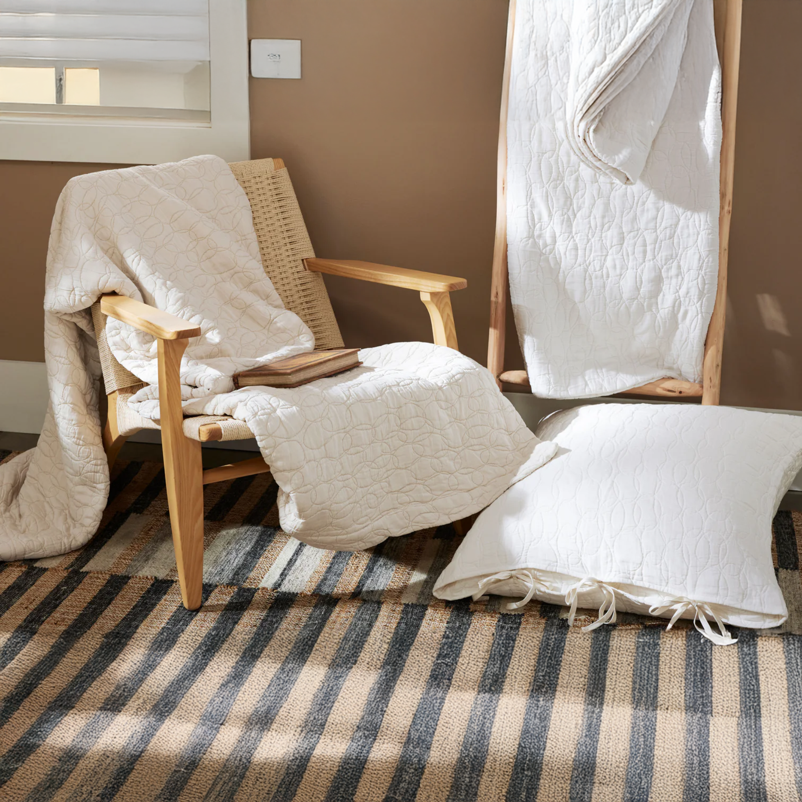 Pictured (left to right): Asti Fawn cover, Asti Fraiche cover & european decorative pillow