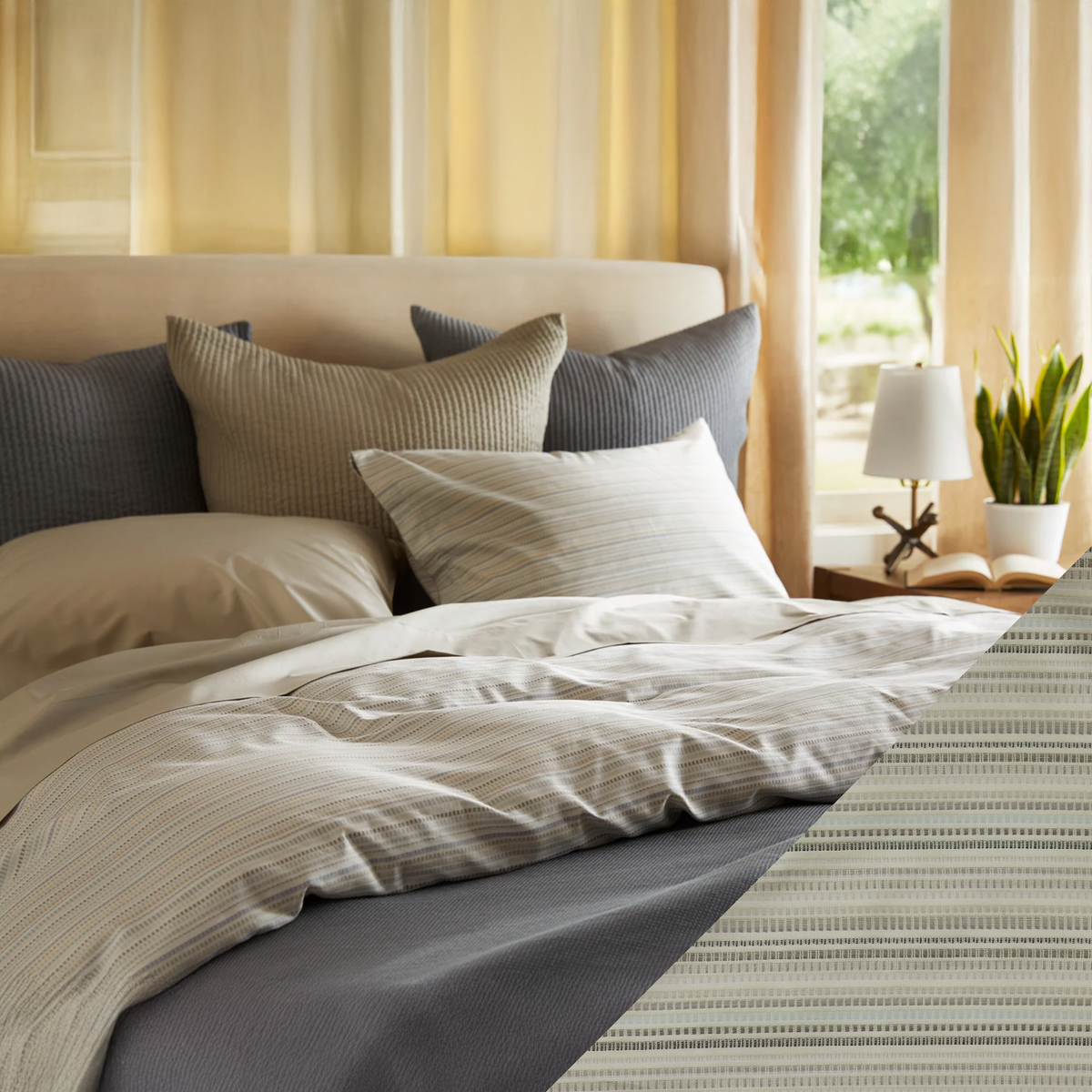 SDH Confetti Bedding with Swatch Flagstone