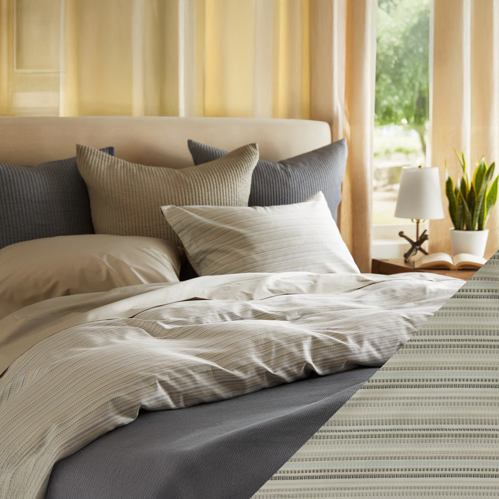 SDH Confetti Bedding with Swatch Flagstone