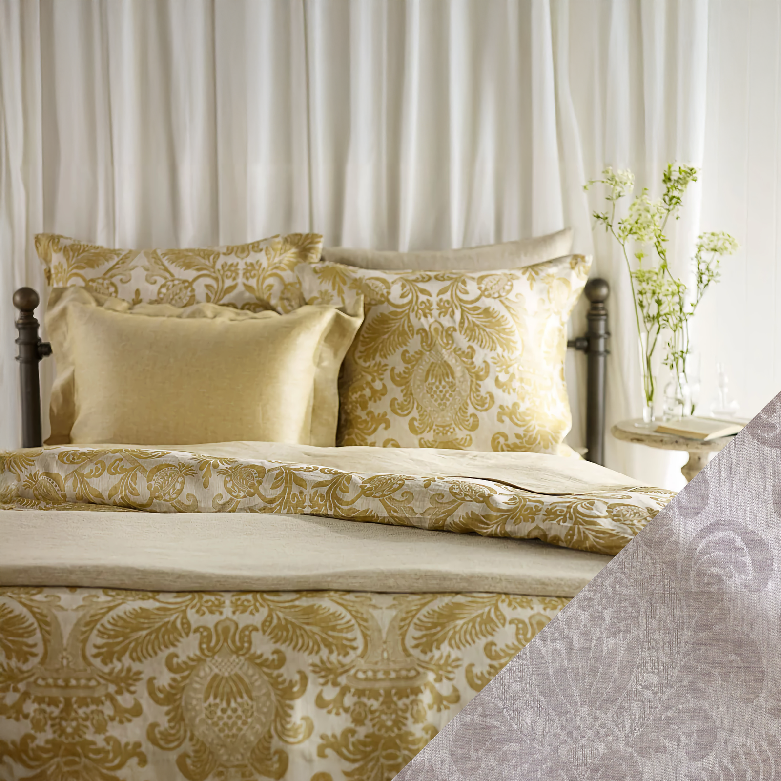 Bed in Complete SDH Dorset Bedding with Dove Swatch