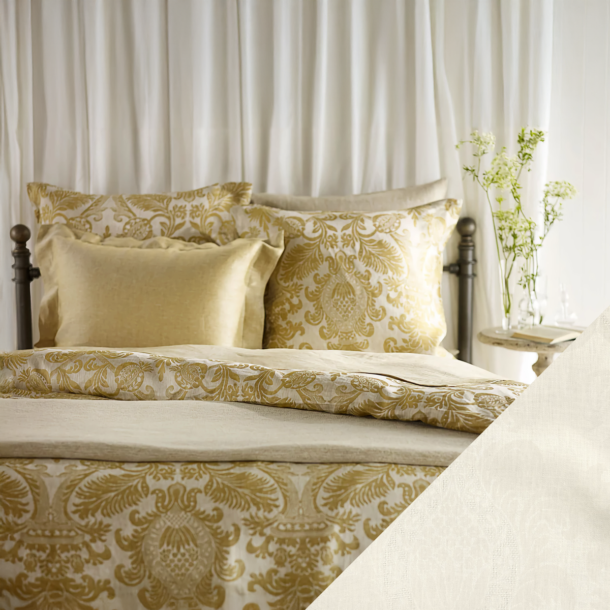 Bed in Complete SDH Dorset Bedding with Stucco Swatch