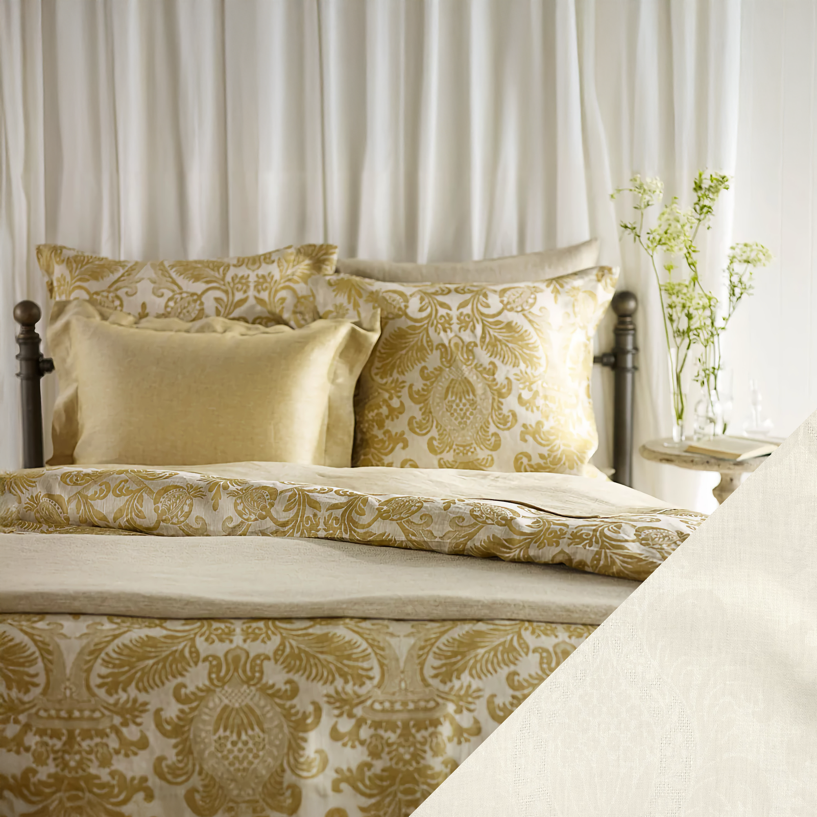 Bed in Complete SDH Dorset Bedding with Stucco Swatch