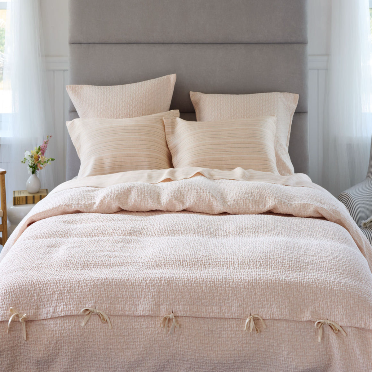 SDH Eton Blush duvet cover & European Decorative Pillows