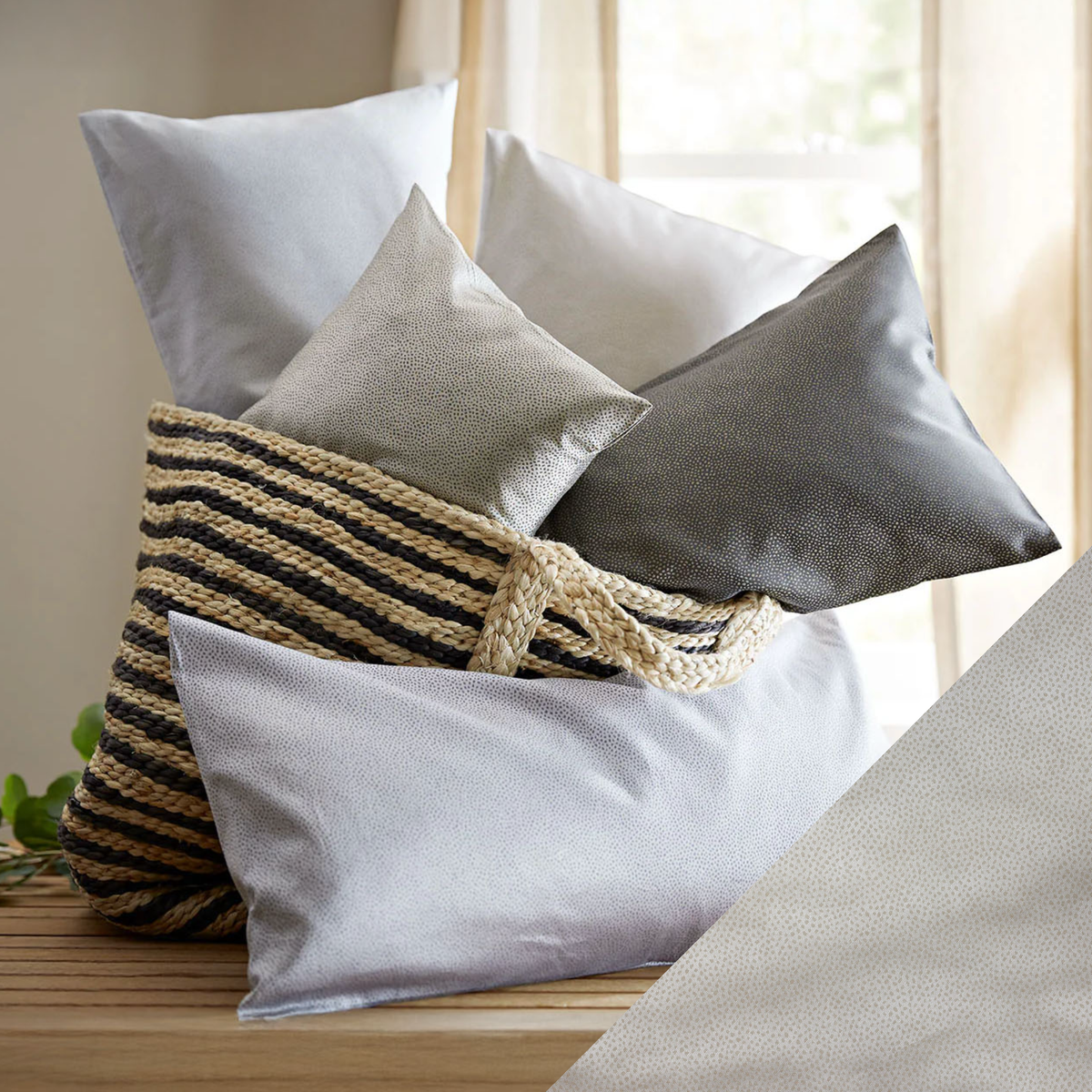 Colors of SDH Gobi Bedding Pillows with Fawn Swatch