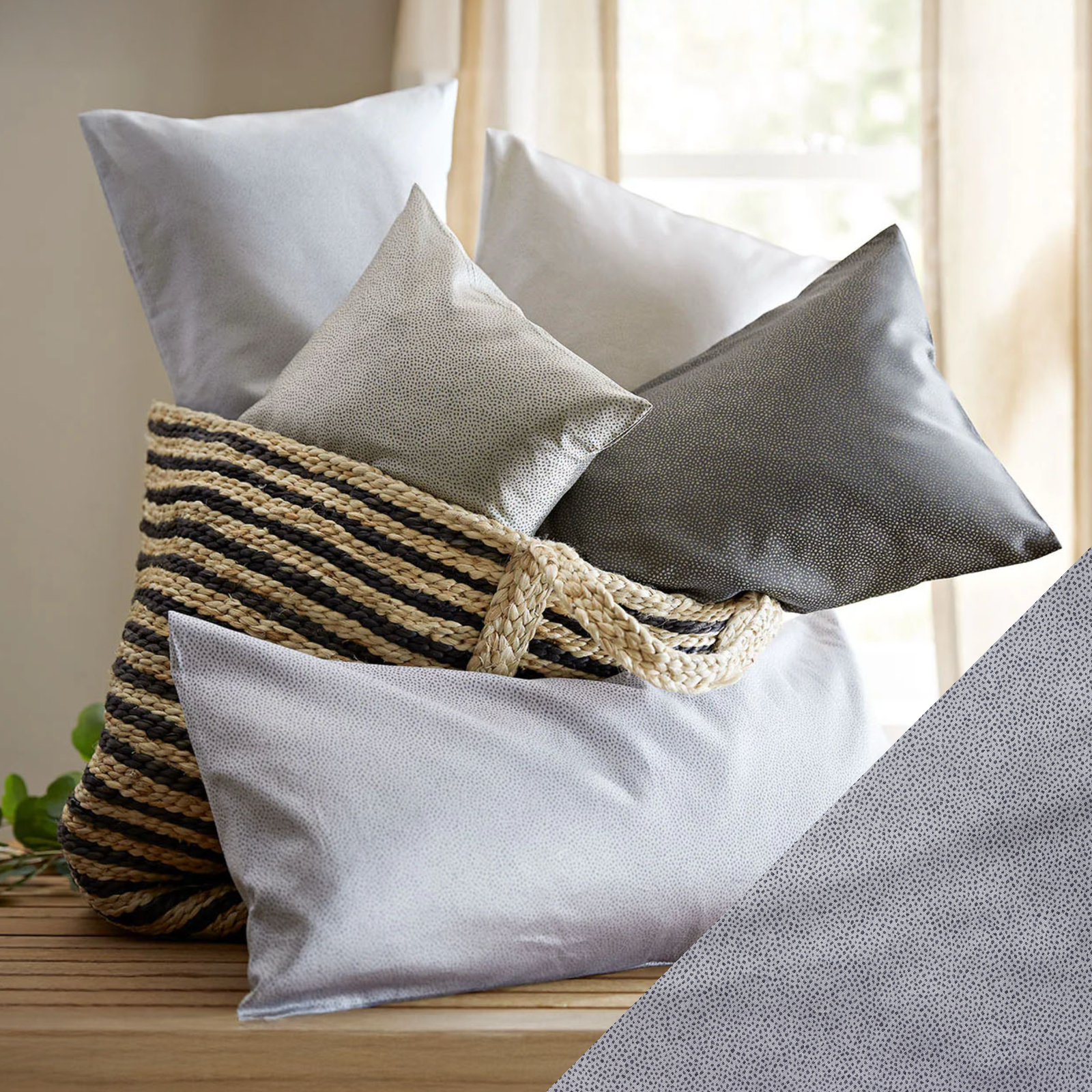 Colors of SDH Gobi Bedding Pillows with Indigo Swatch