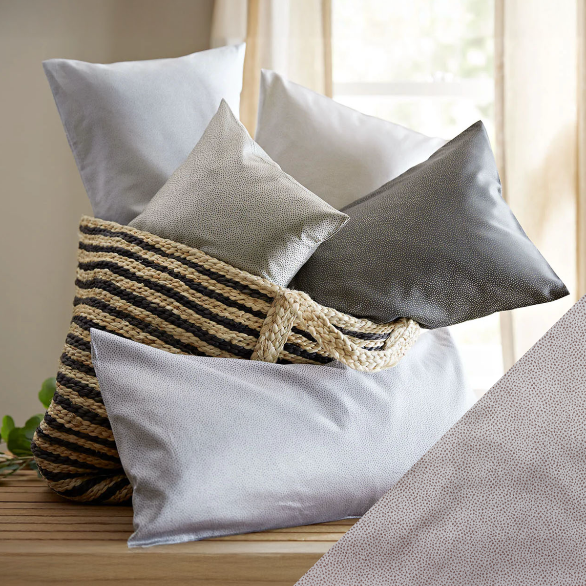 Colors of SDH Gobi Bedding Pillows with Rust Swatch