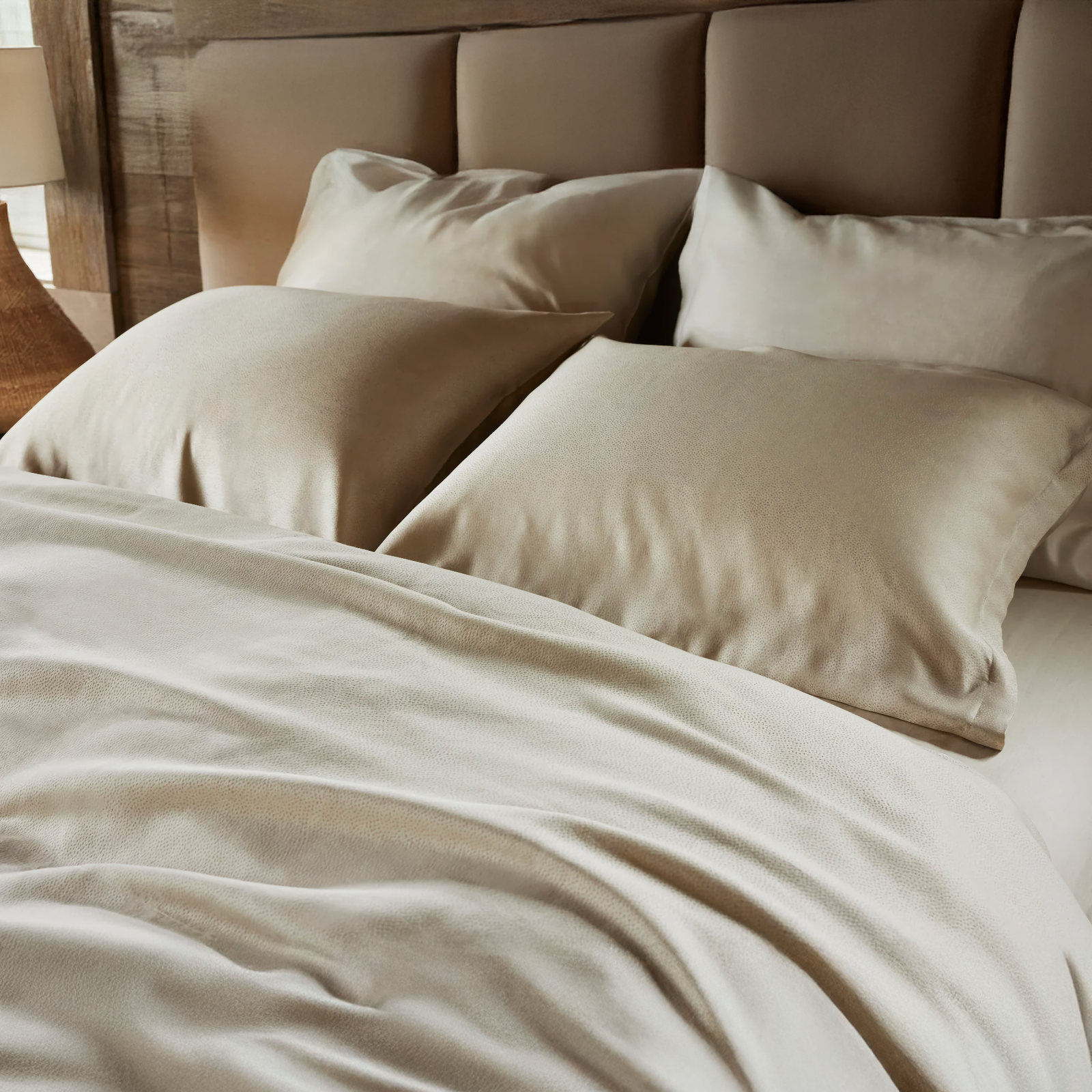 Bed with SDH Gobi by the Purists Bedding in Natural color