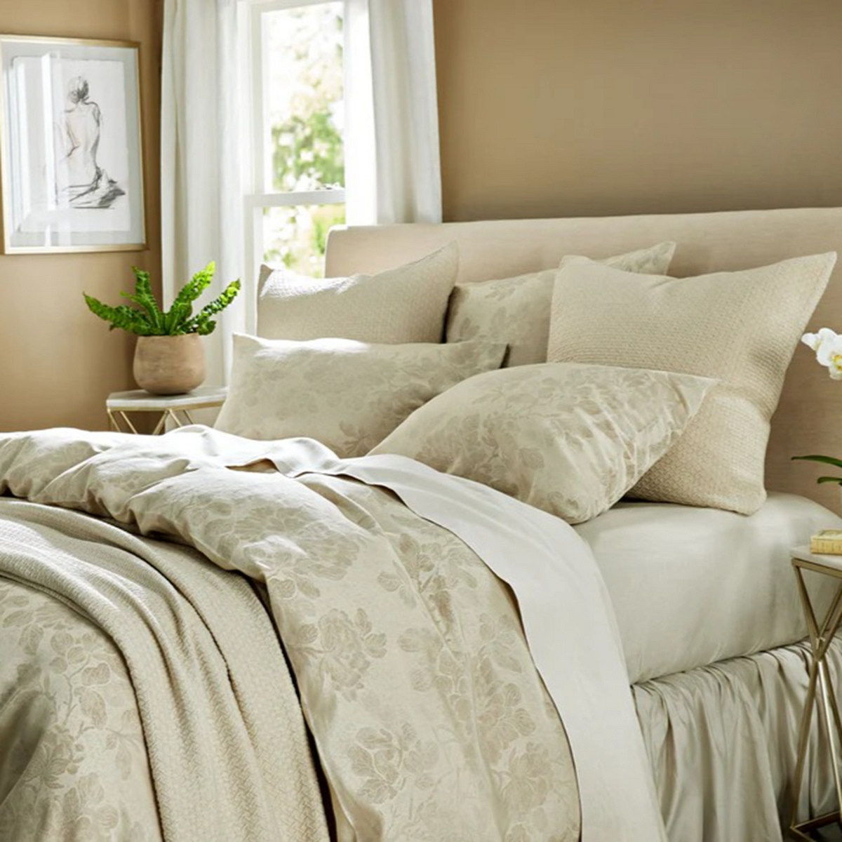 Lifestyle Image of SDH Josephine by The Purists Bedding in Natural Color