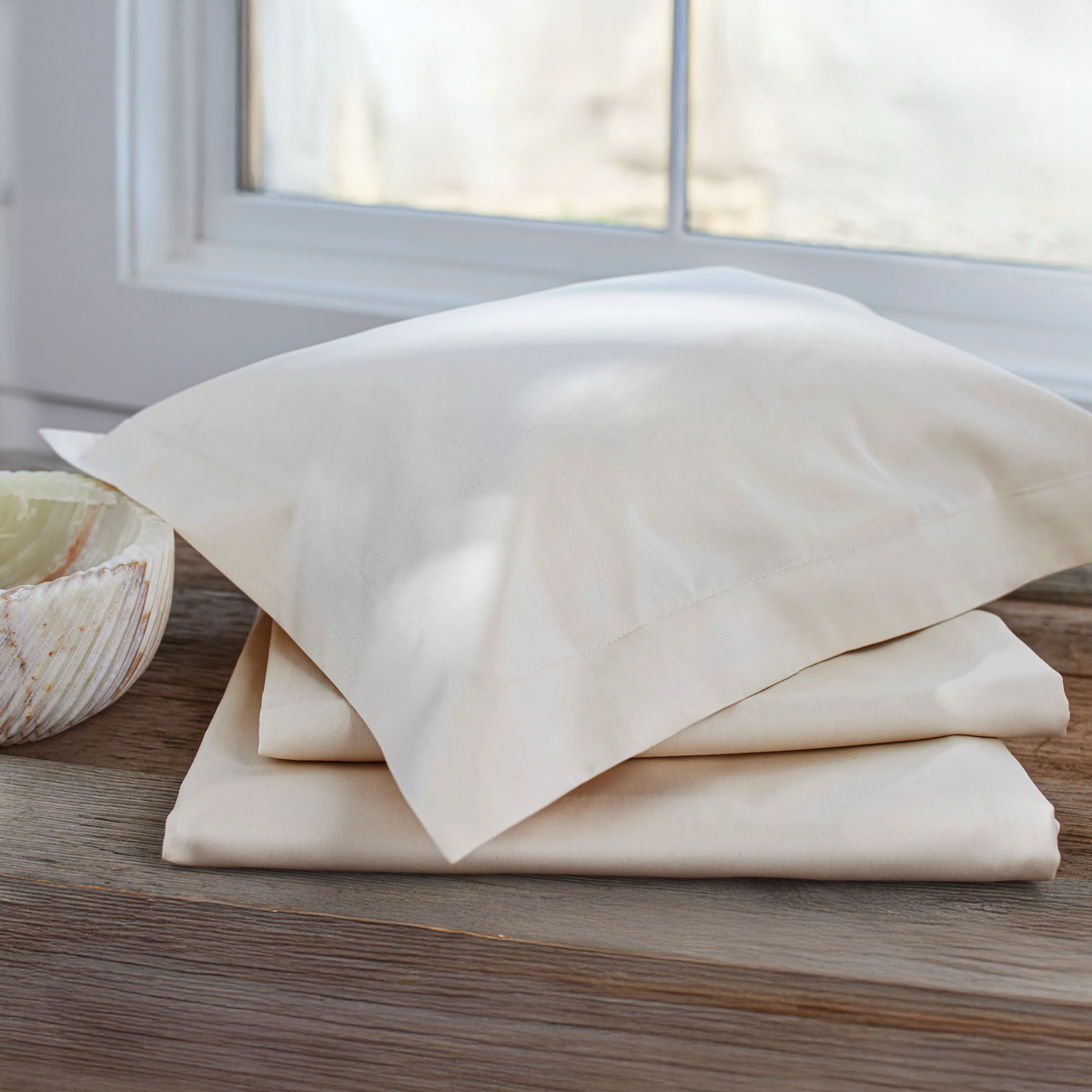 Stack of Boudoir Sham and folded SDH Julia by the Purists Bedding