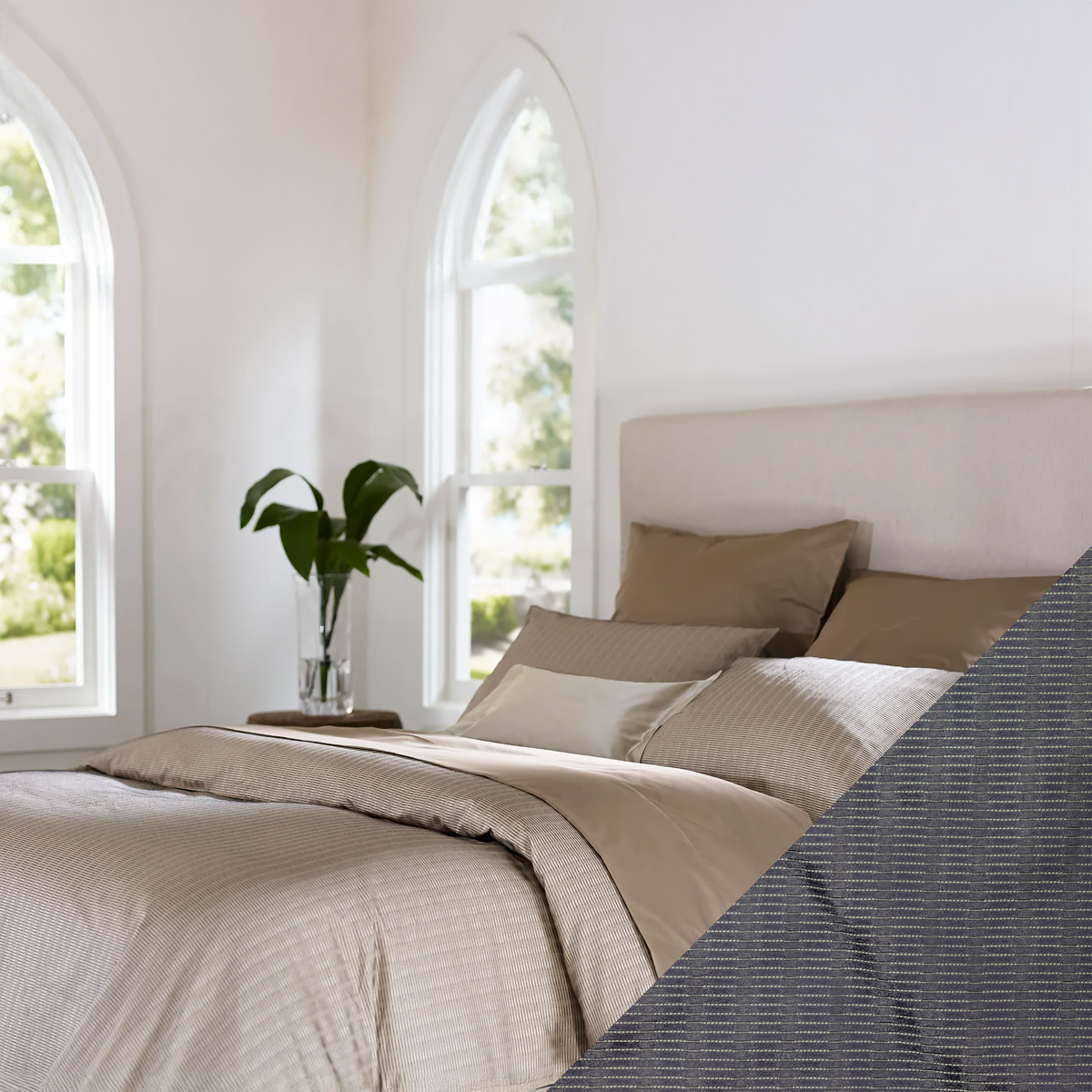 SDH Kenji Bedding with Indigo Swatch