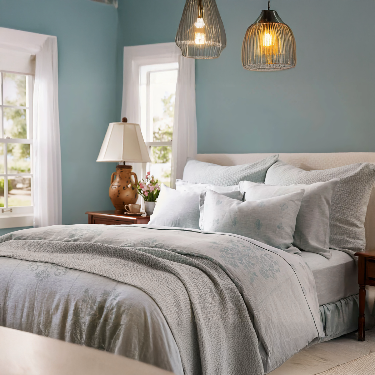 Messina Caicos duvet cover (discontinued), Eton Caicos cover and large decorative pillows