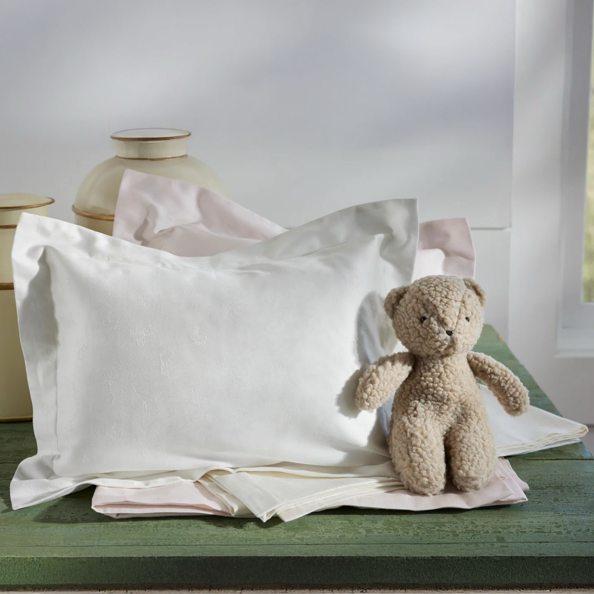 Cases and Folded Sheets of Wheels Baby Bedding by SDH