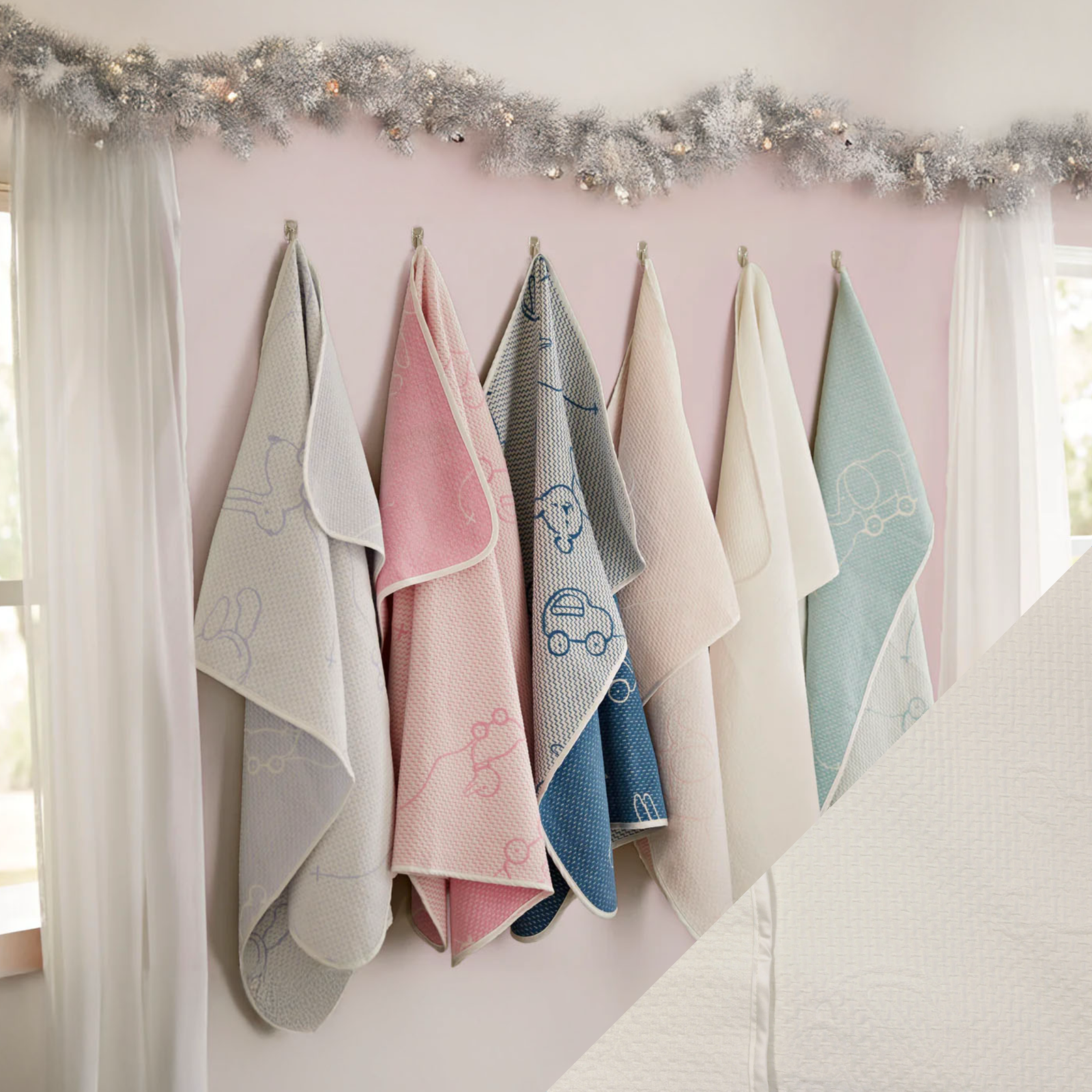 Hanging SDH Wheels Baby Blankets with Stucco Swatch