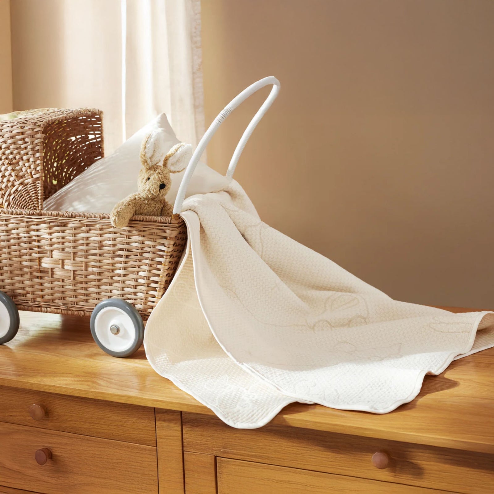 Wheels Baby Blanky by The Purists, & Bear baby bedding 12" x 20" pillow. 