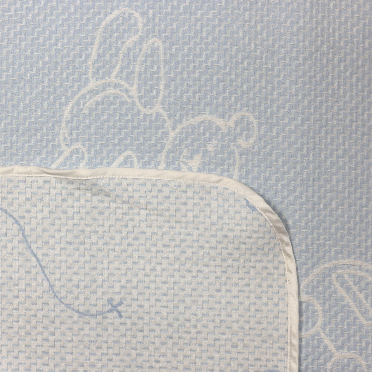 Reversible Swatch Sample of SDH Wheels Baby Blanky in Blue