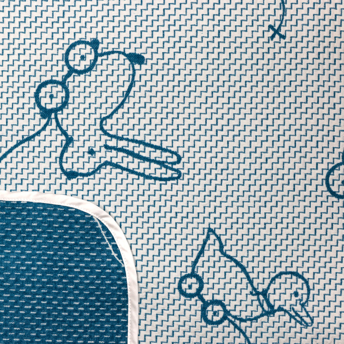 Reversible Swatch Sample of SDH Wheels Baby Blanky in Denim