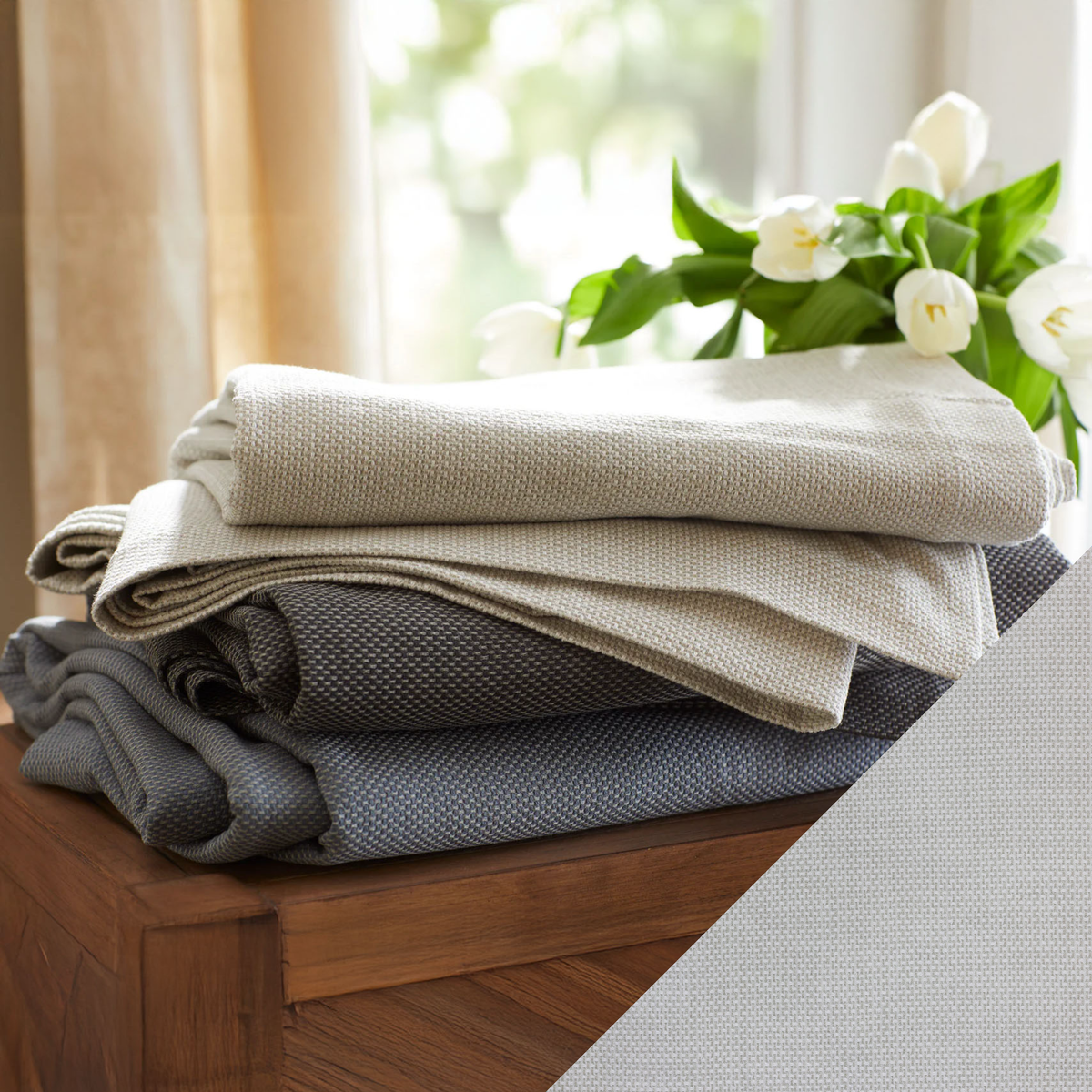 SDH Wicker Bedding Stack with Barley Swatch