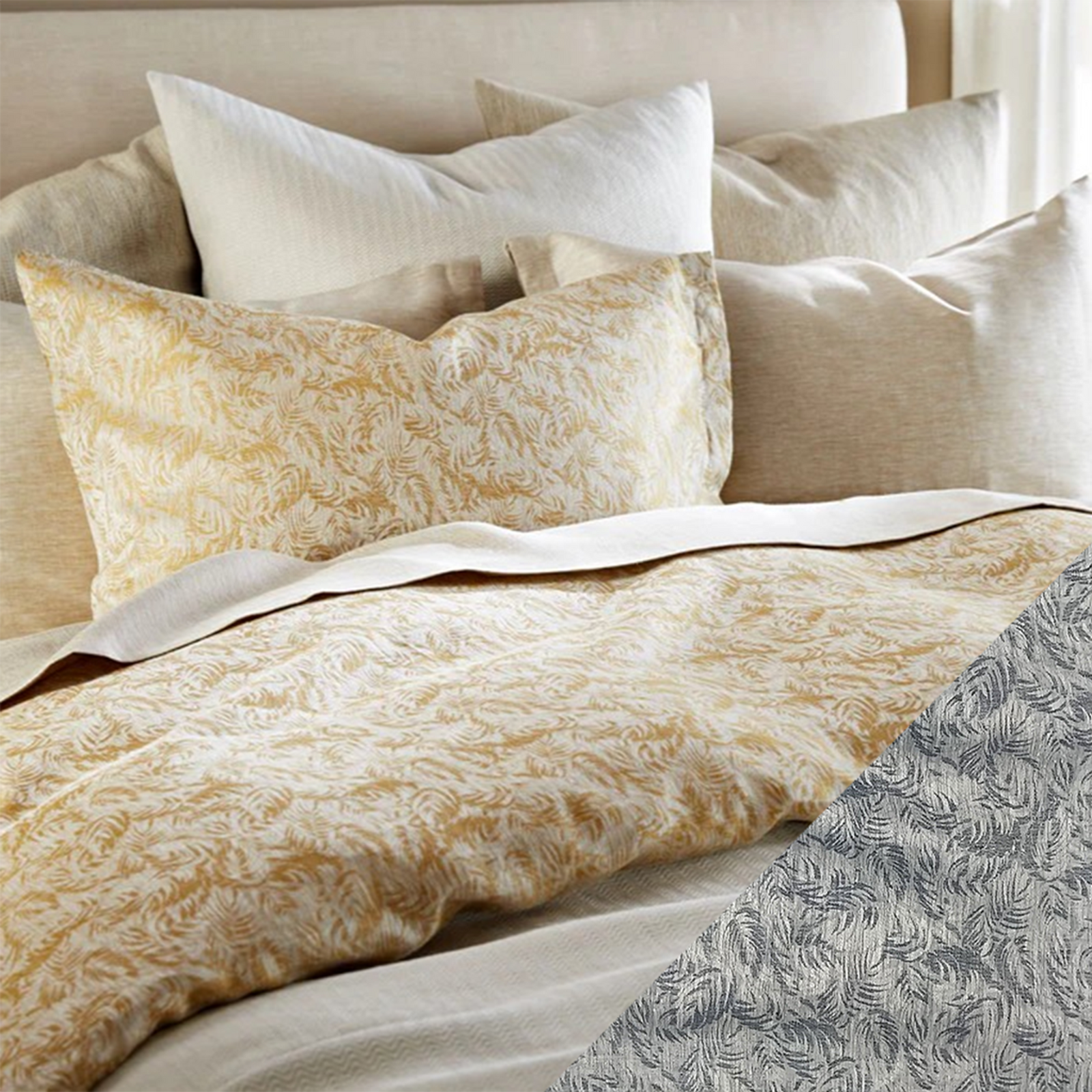 SDH York Bedding with Swatch in Color Cadet