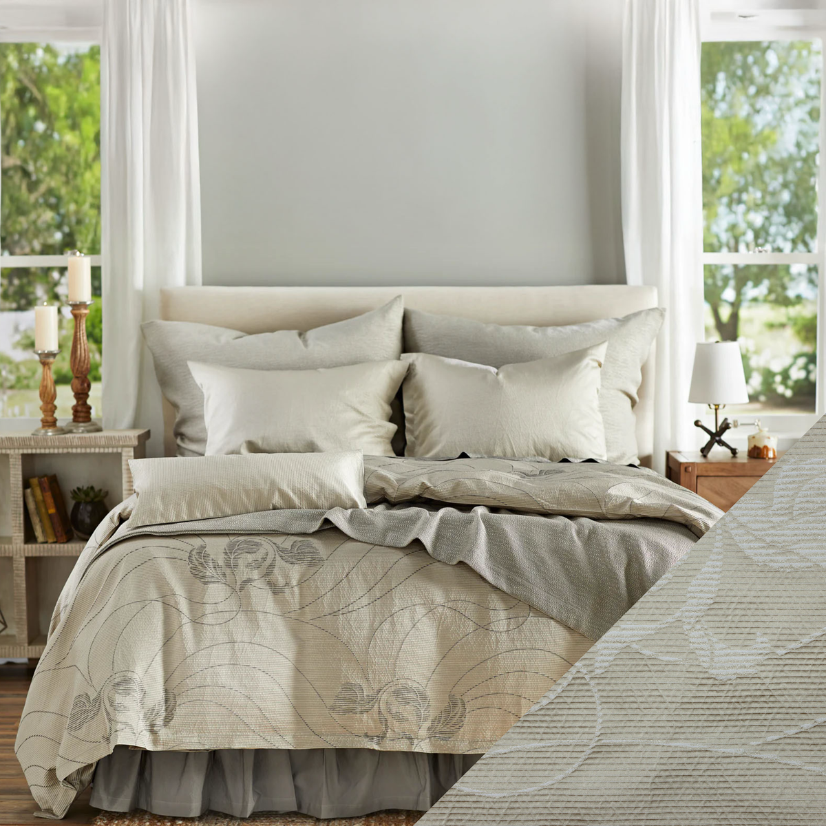 Bed in SDH Zoya Bedding with Sahara Swatch