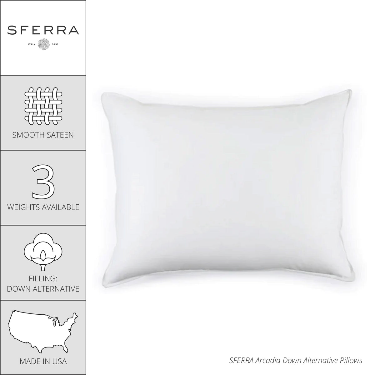 Infographics of Sferra Arcadia Down Alternative Pillows