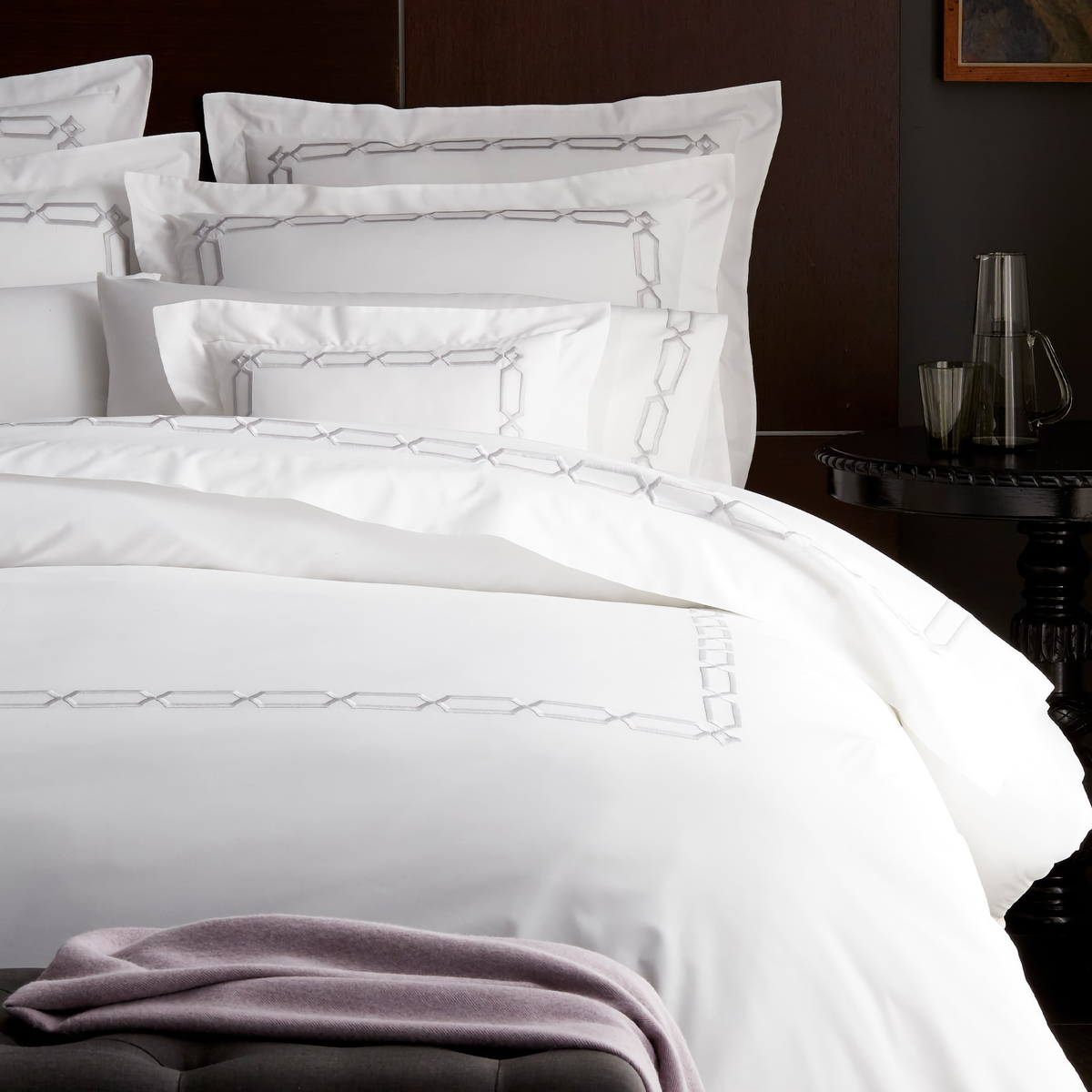 Scandia Home Arezzo Bedding Collection in Shadow and White