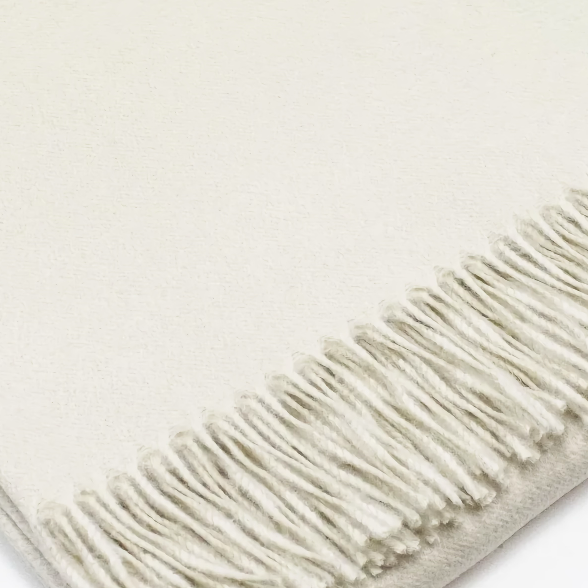 Closeup of Scandia Home Fringe Throw in Snow Color