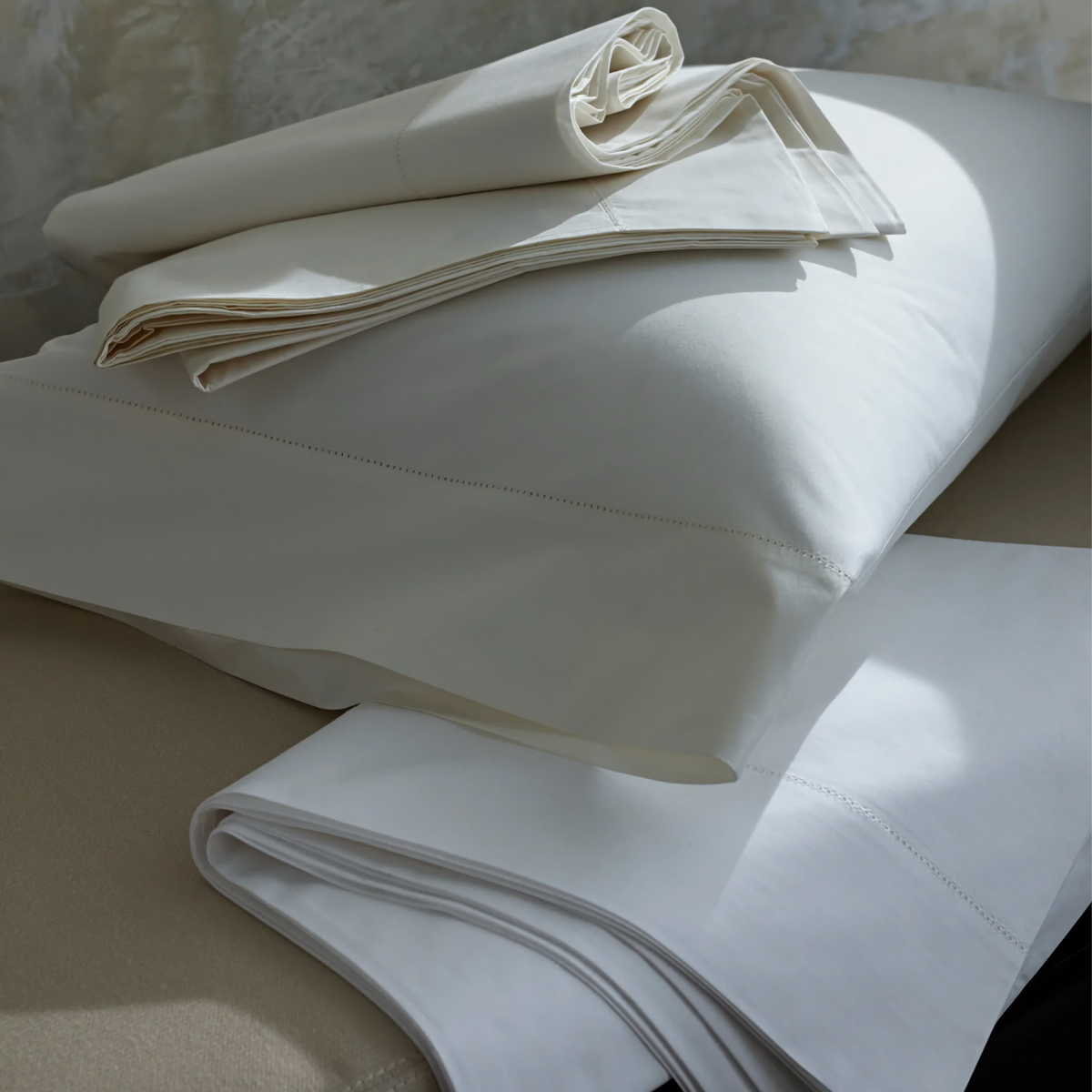 Scandia Home Classic Natural Lyocell Percale Pillowcases in both colors 