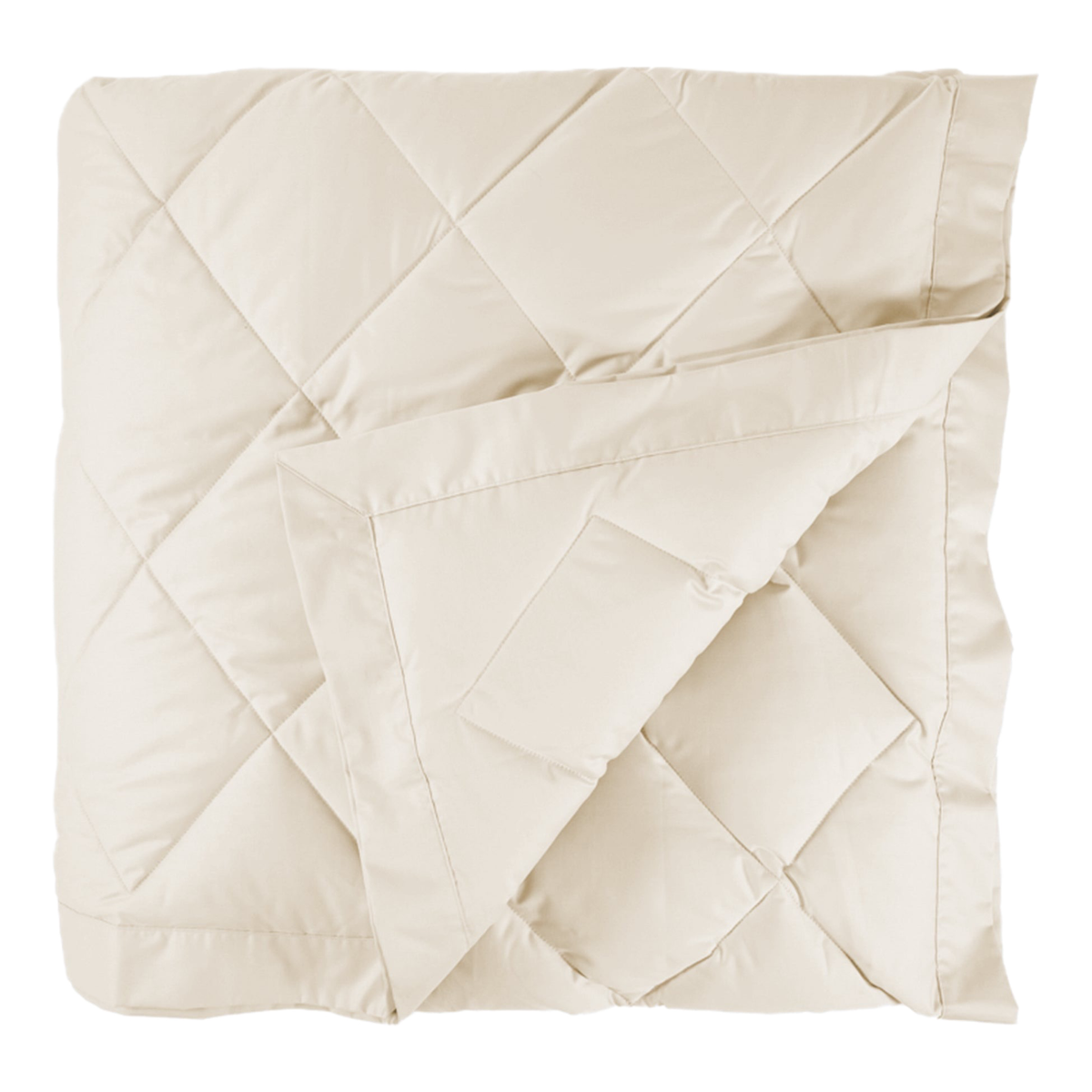 Folded View of Scandia Home Diamond Quilted Down Blankets in Ivory Color