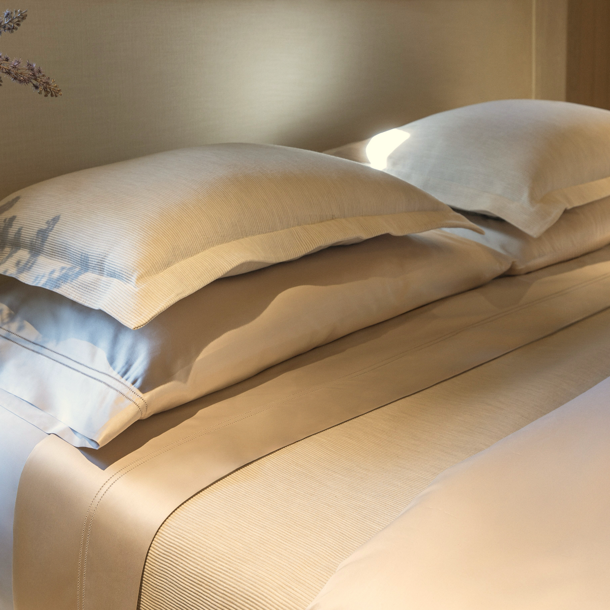 Bed with Scandia Home Lorenzo Pique Shams and Coverlet