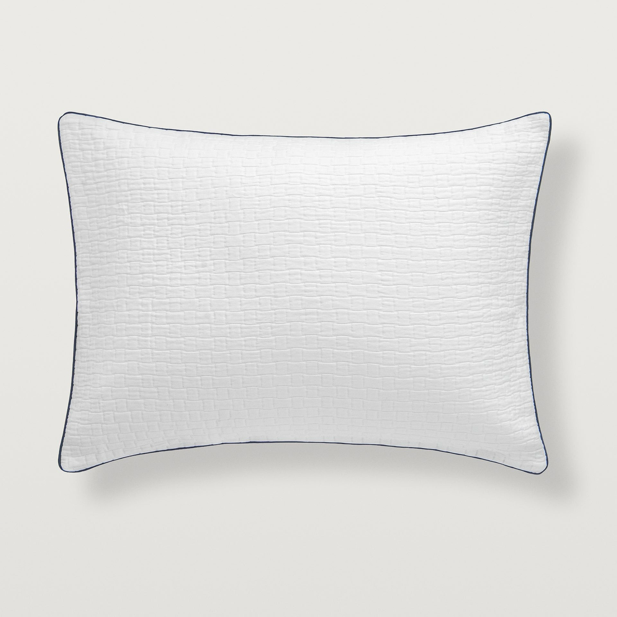 White with Marine piping Home Portia Matelasse Standard Sham on a plain white background