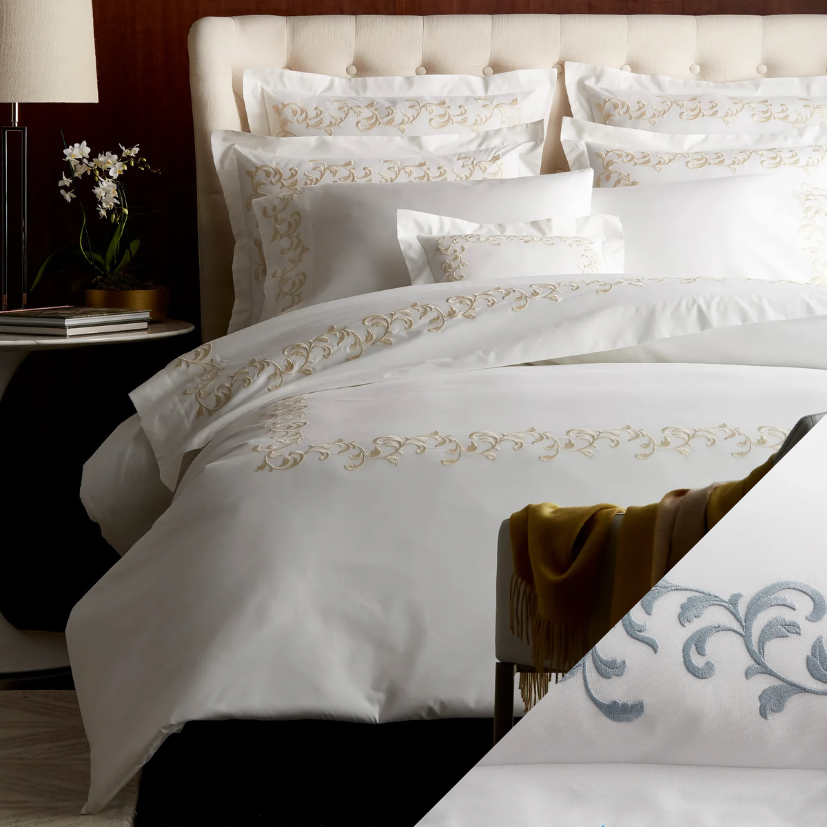 Bed in Cloud and White Scandia Home San Remo Bedding Collection