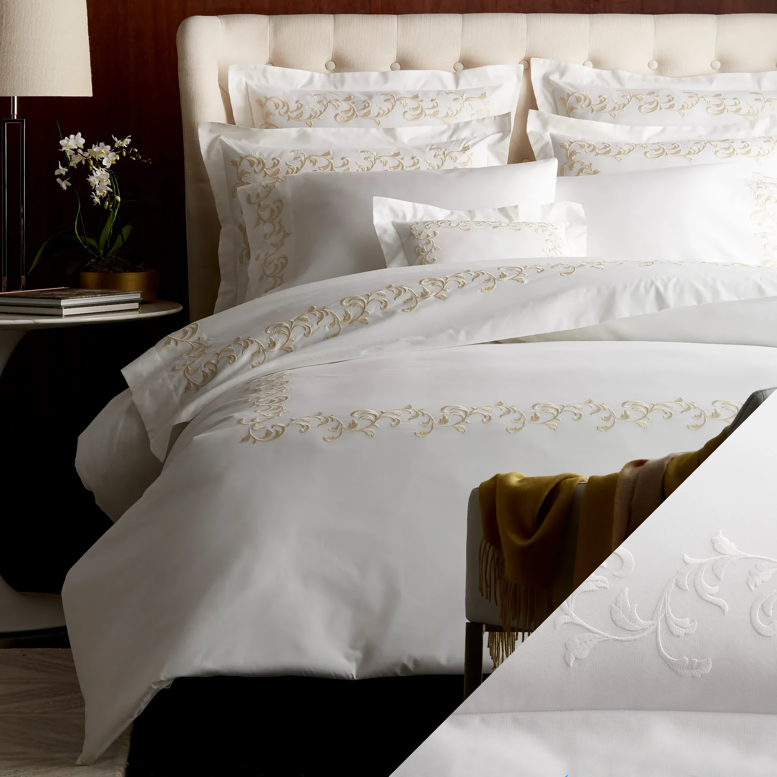 Bed in White and White Scandia Home San Remo Bedding Collection