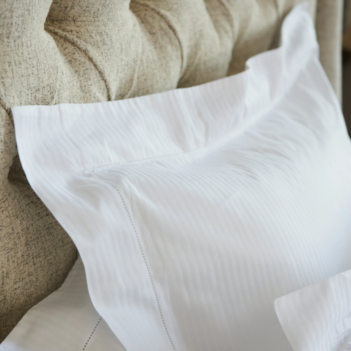 Closeup of White Scandia Home Savoia Bedding Sham