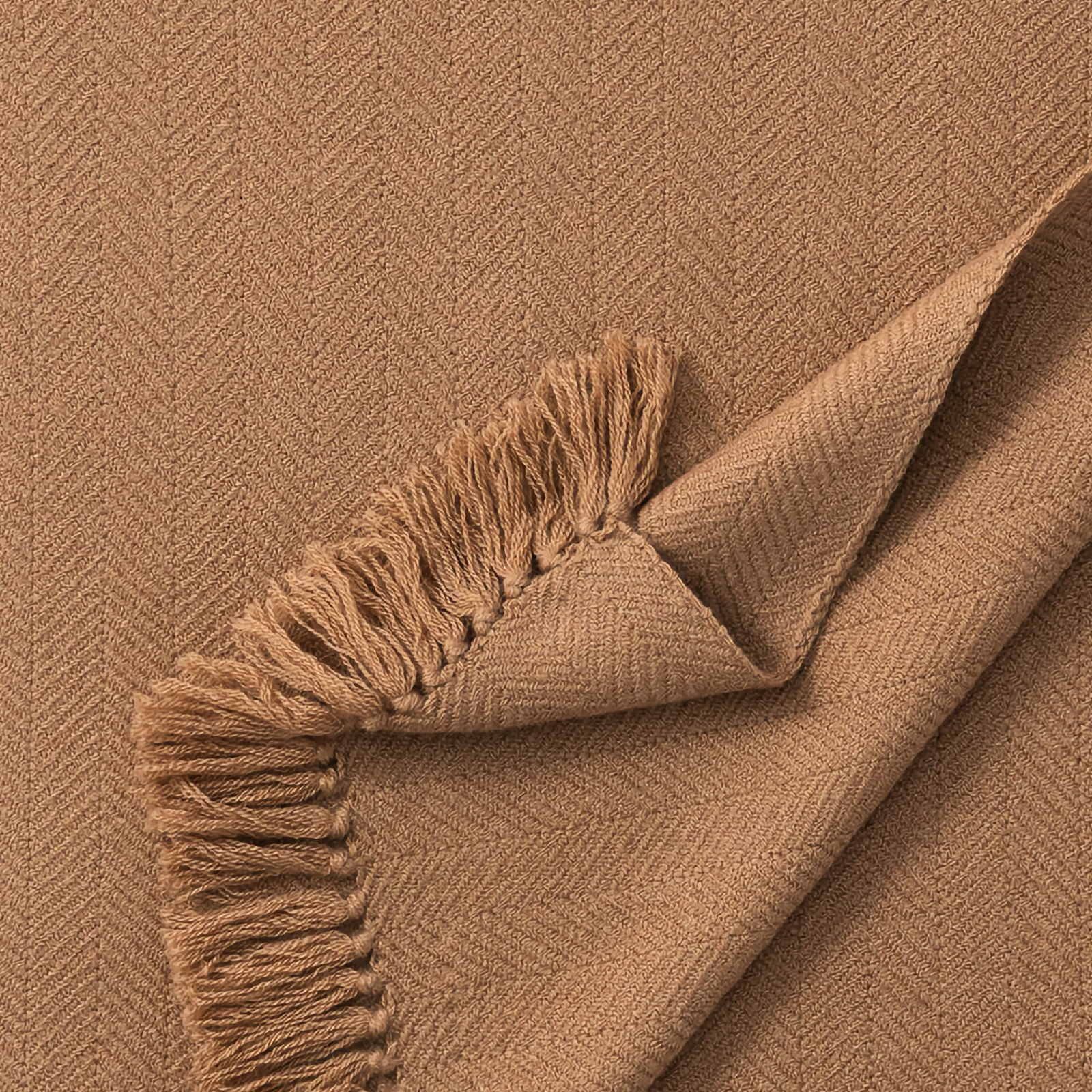 Closeup of Scandia Home Savona Throw in Camel Color