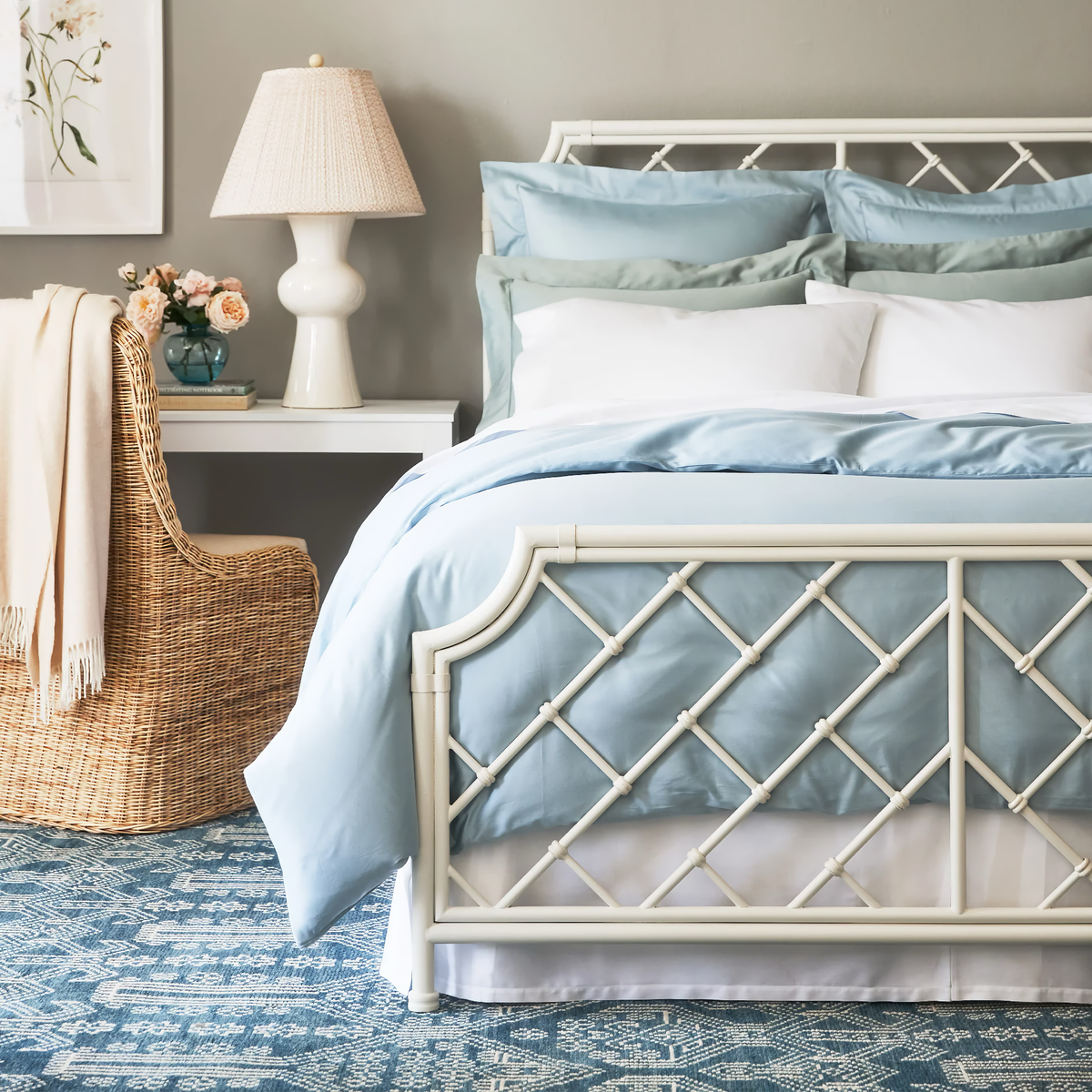 Bed Dressed in Cloud and Heath Scandia Home Stresa Bedding Collection