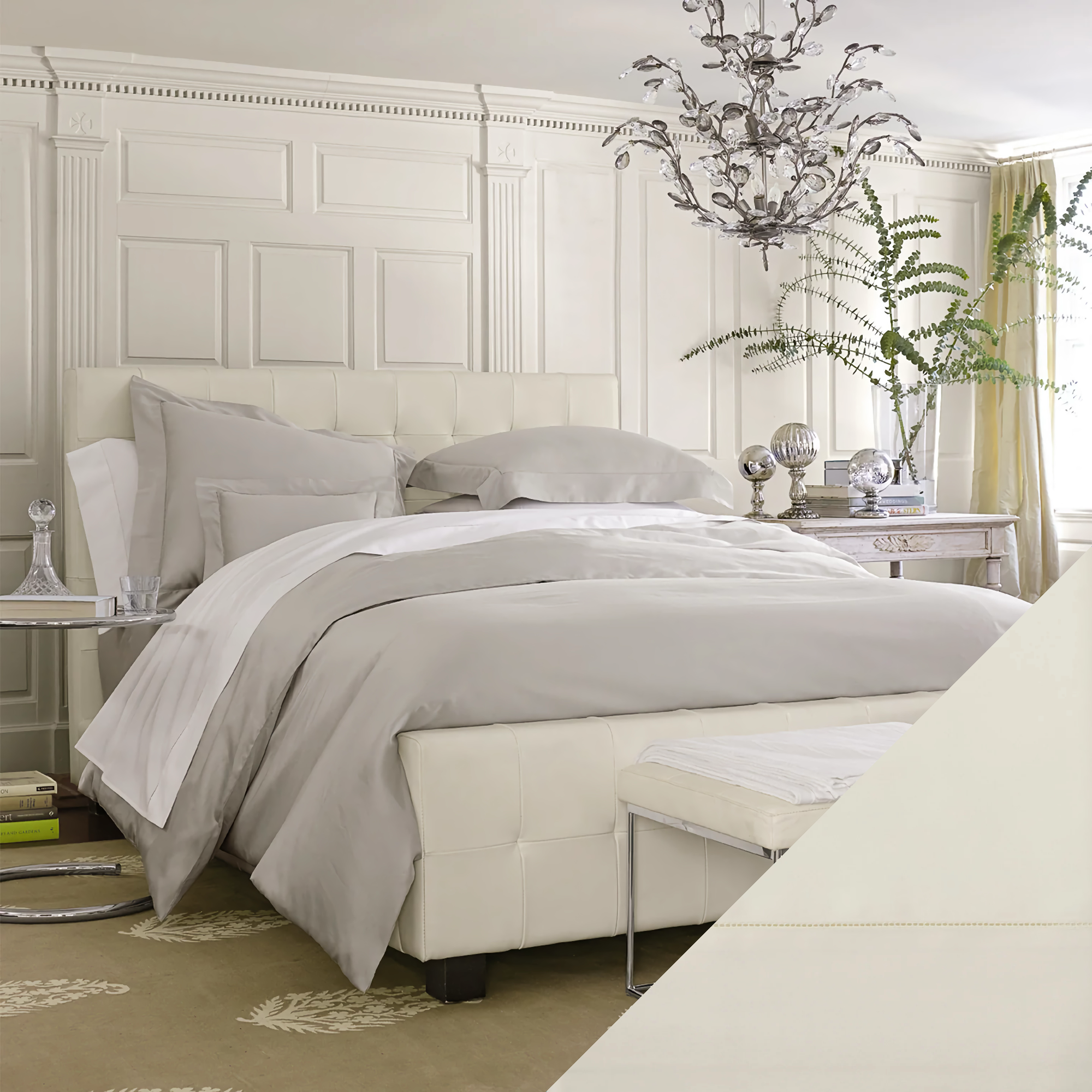 Bed Dressed in Scandia Home Stresa Bedding Collection with Ivory Swatch